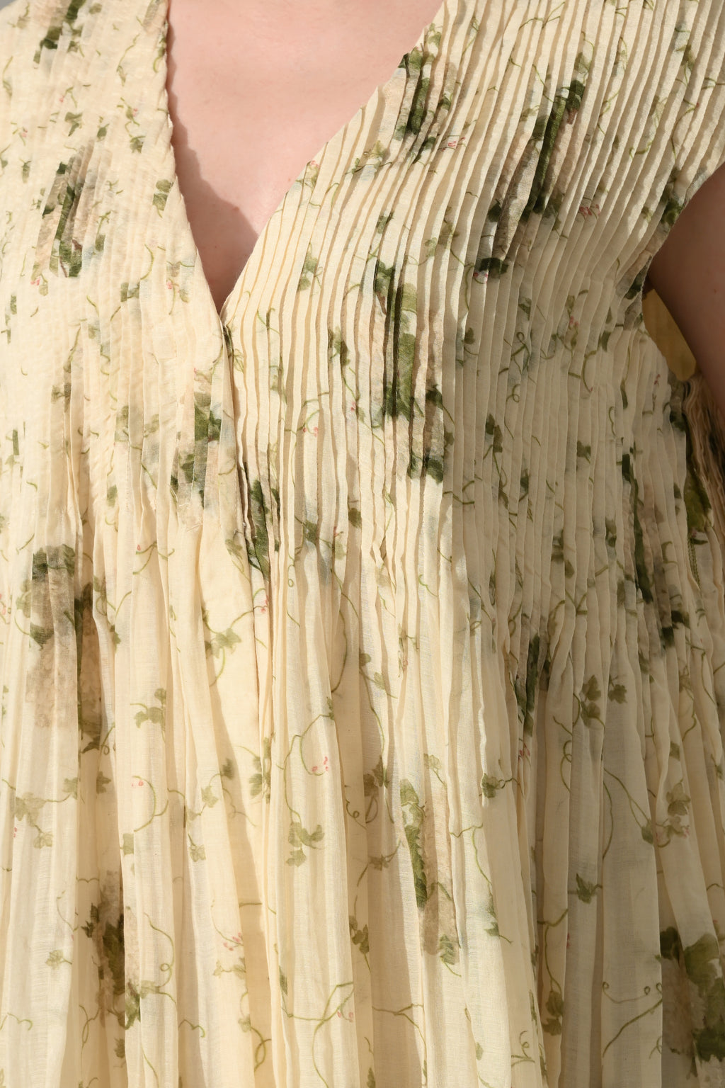 Cream Botanical  Pintex Dress - samant chauhan design 