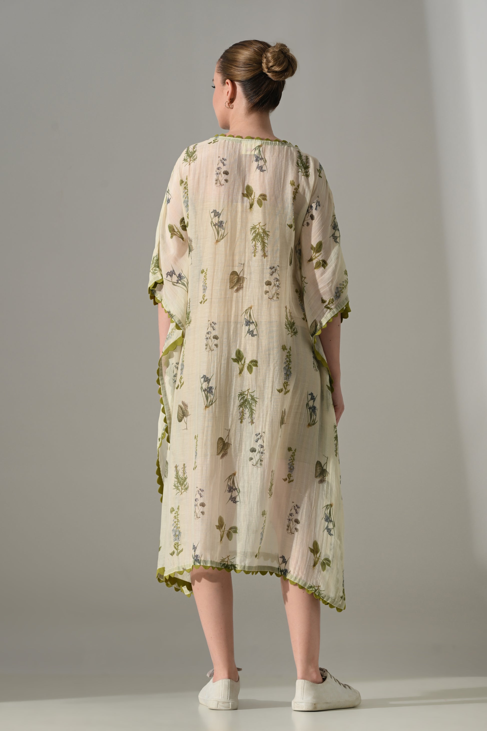 Cream Floral Kaftan Dress - samant chauhan design 