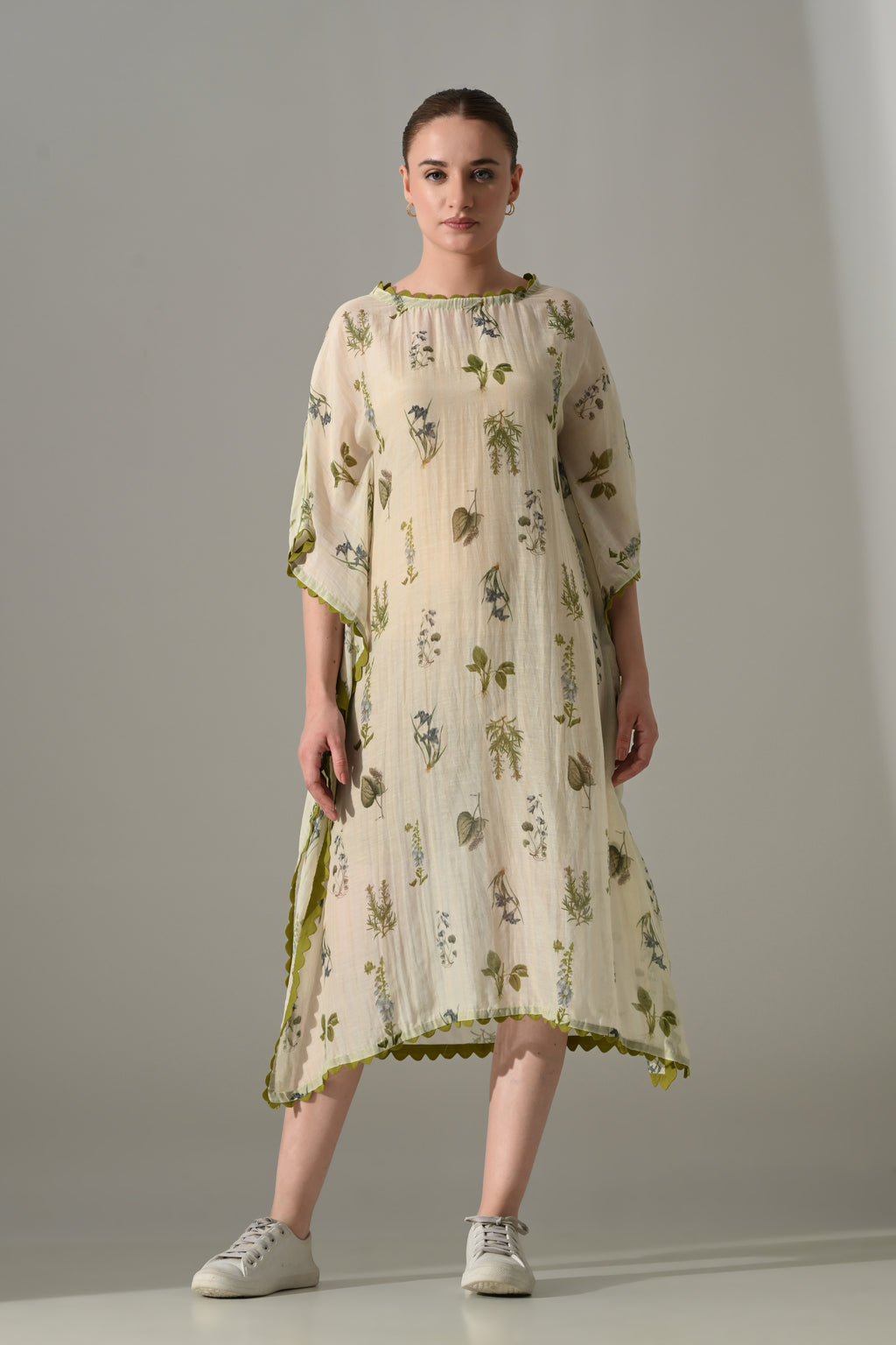Cream Floral Kaftan Dress - samant chauhan design 
