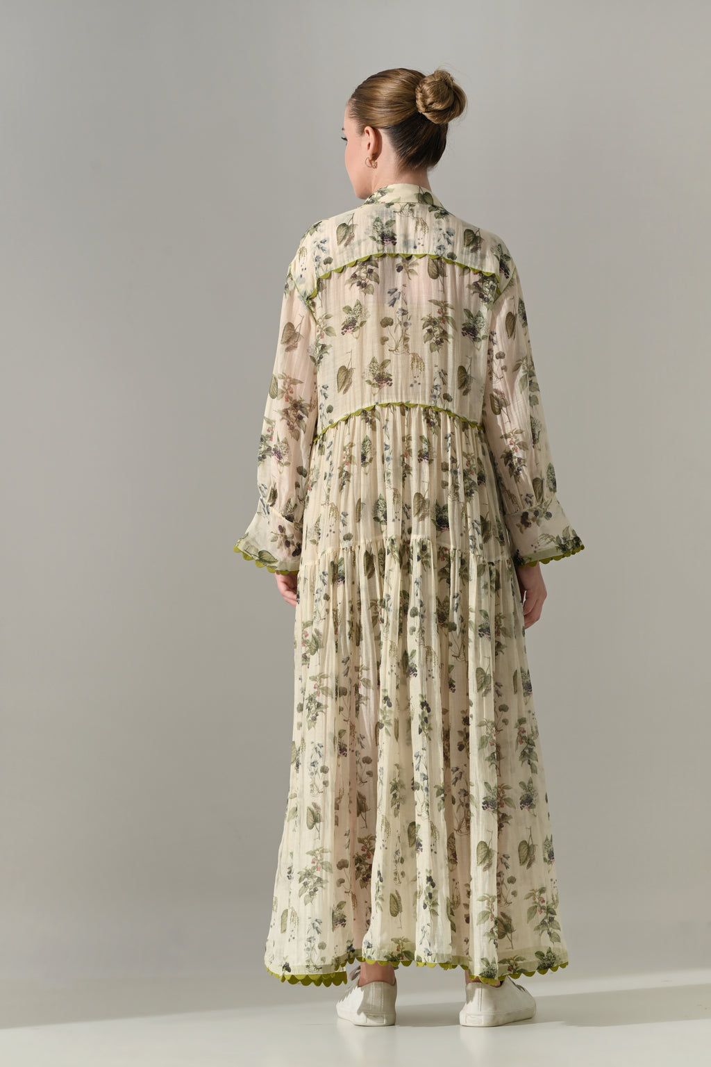 Cream Botanical Print Maxi Dress - samant chauhan design 