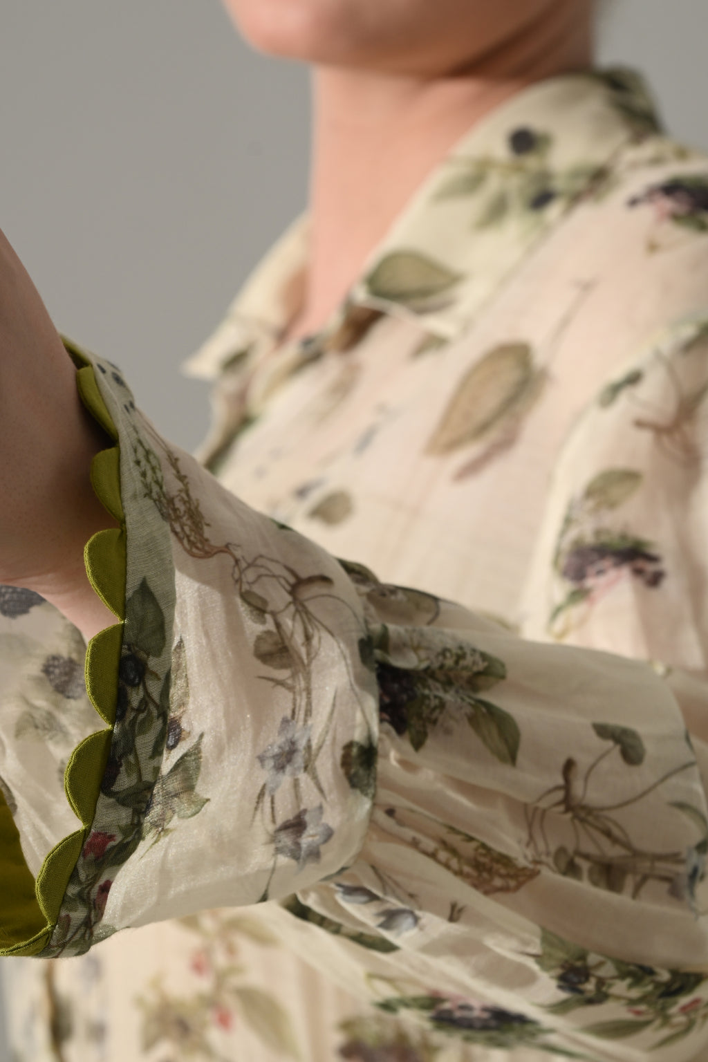 Cream Botanical Print Maxi Dress - samant chauhan design 