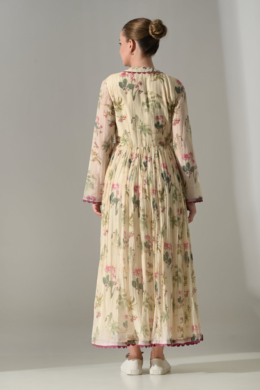 Cream Floral Wrap Dress - samant chauhan design 