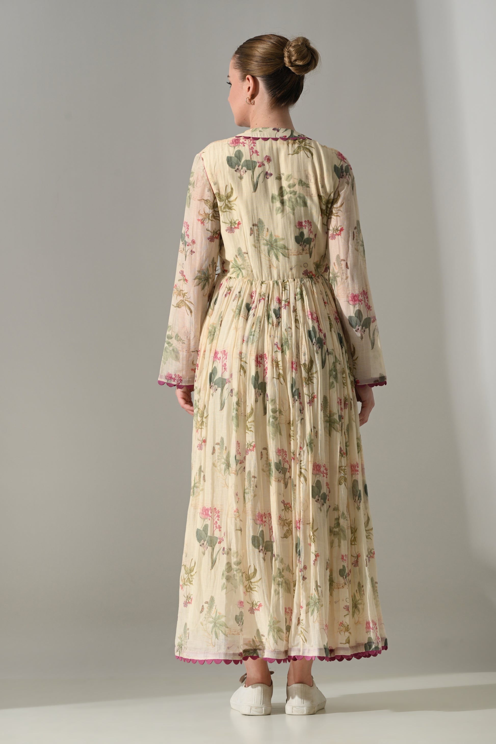 Cream Floral Wrap Dress - samant chauhan design 