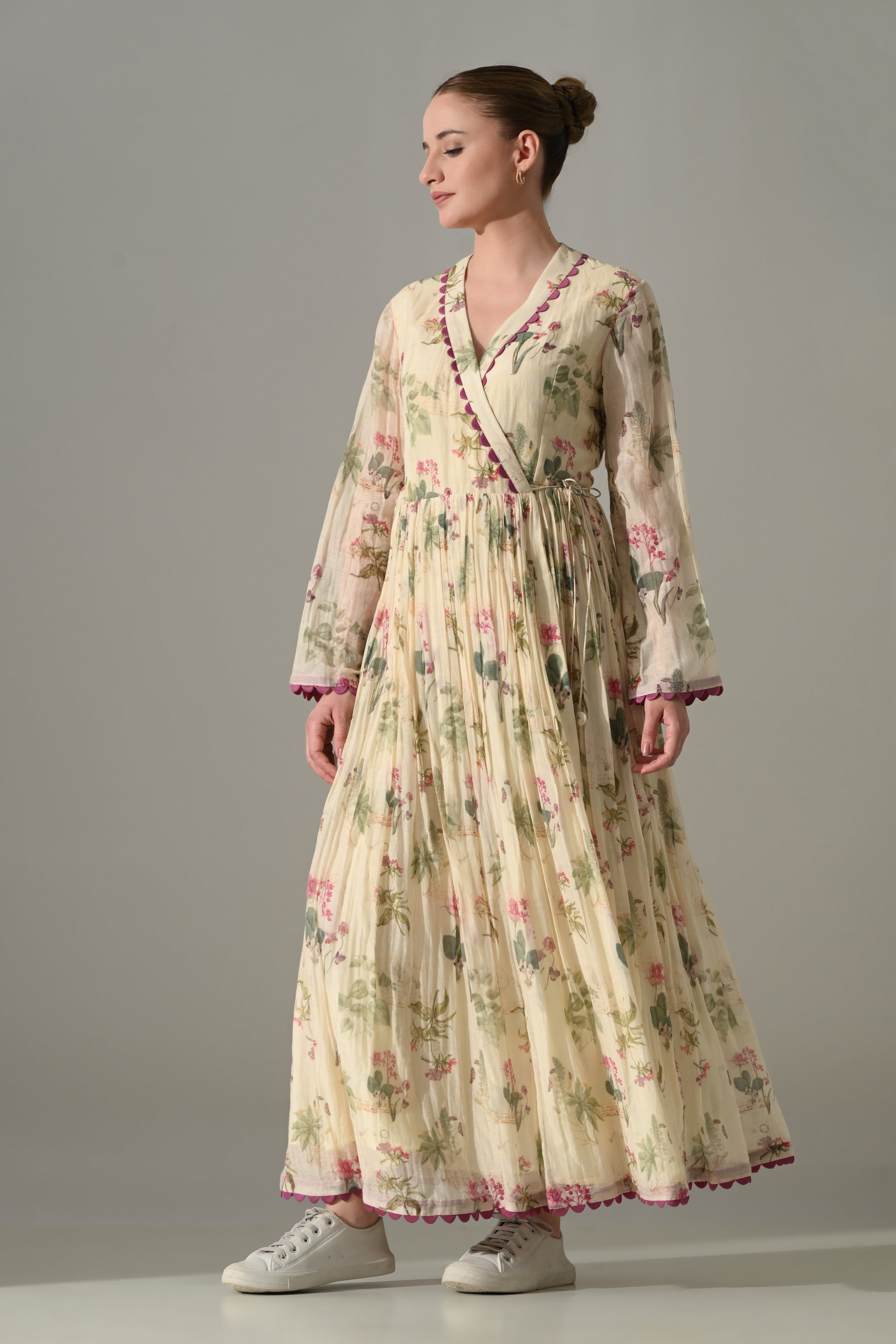 Cream Floral Wrap Dress – samant chauhan design