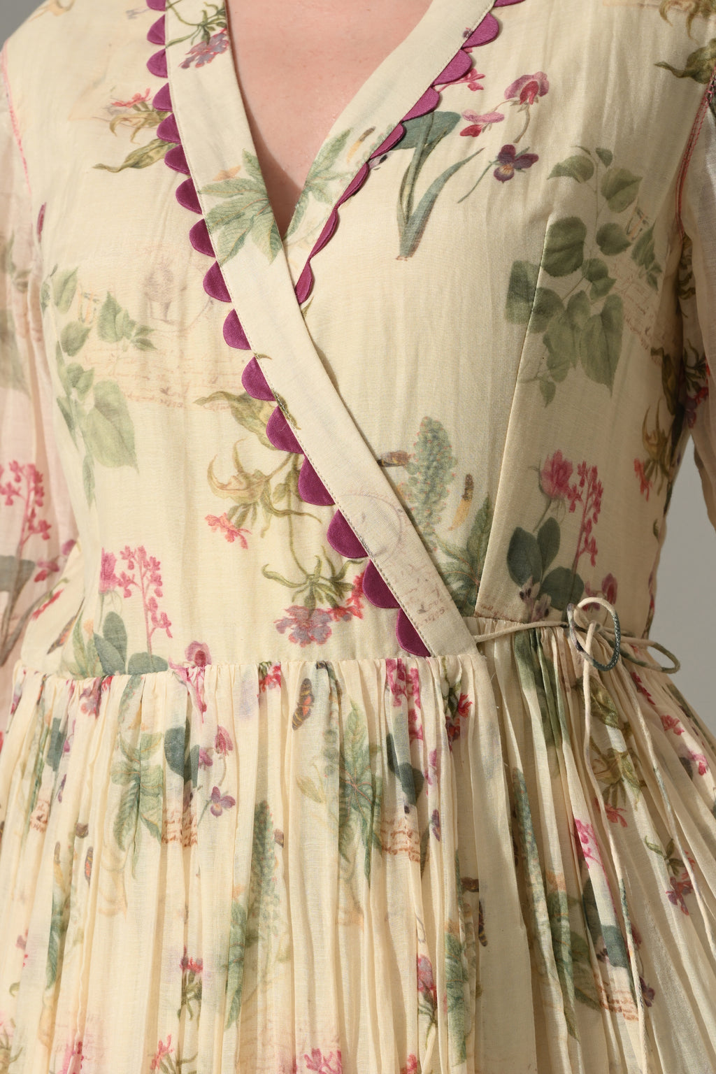 Cream Floral Wrap Dress - samant chauhan design 