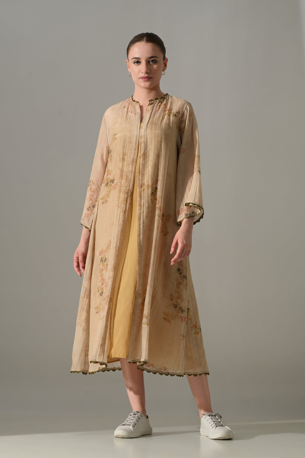 Beige printed  jacket with inner Dress Set - samant chauhan design 