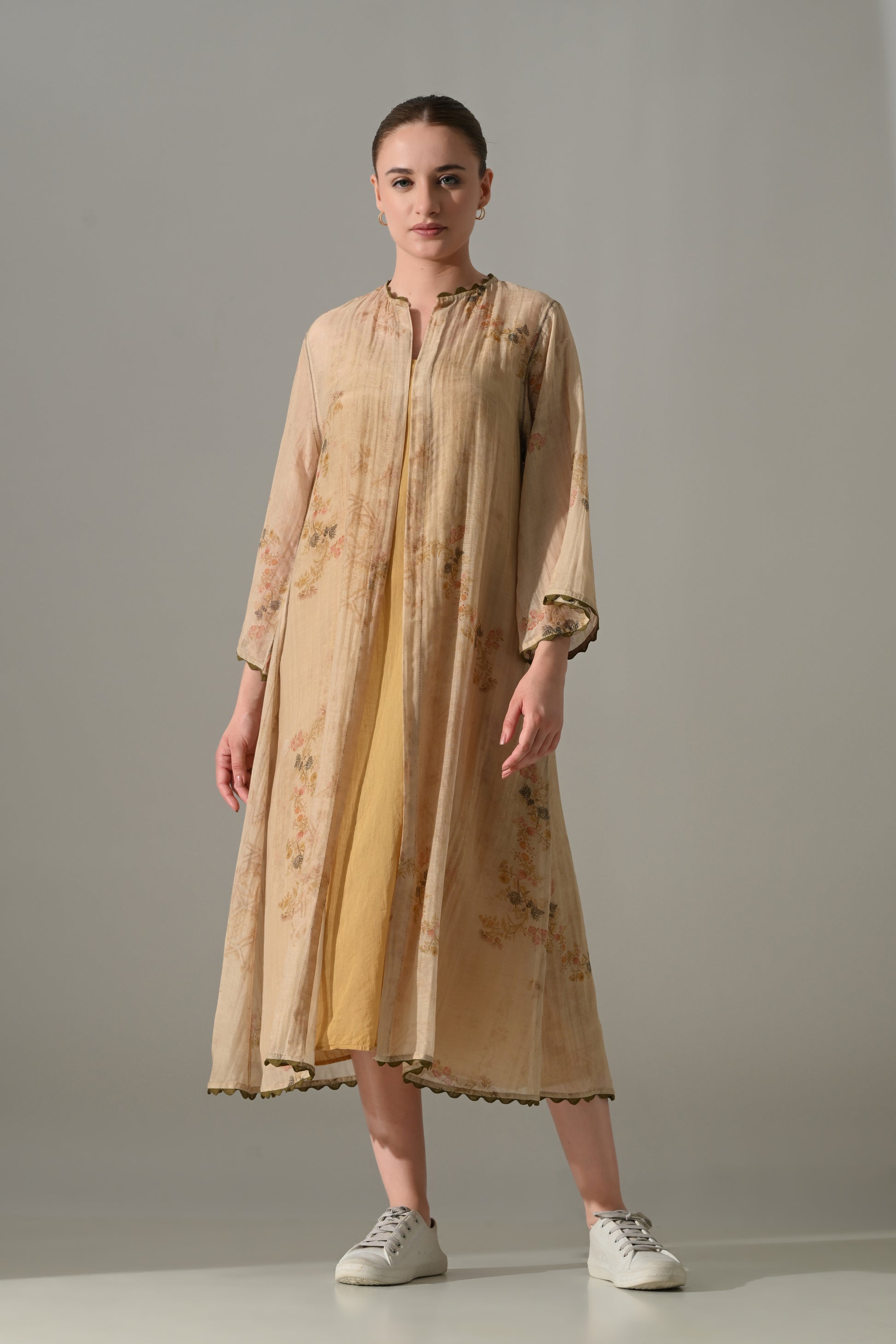 Beige printed  jacket with inner Dress Set - samant chauhan design 