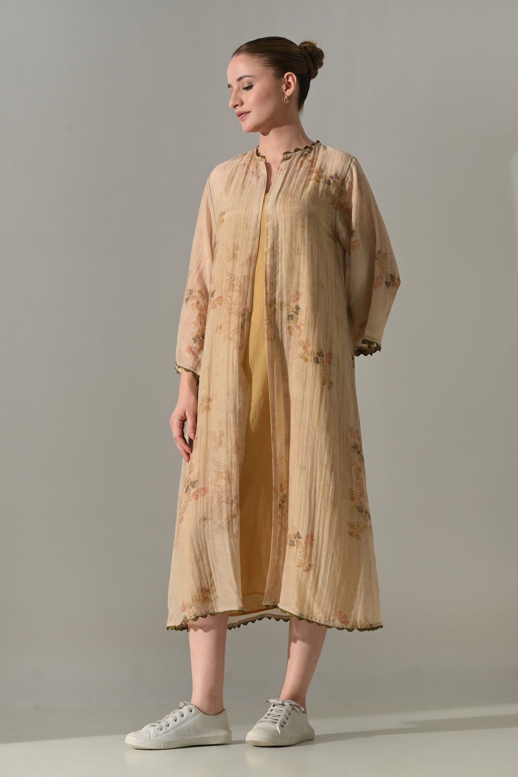 Beige printed  jacket with inner Dress Set - samant chauhan design 