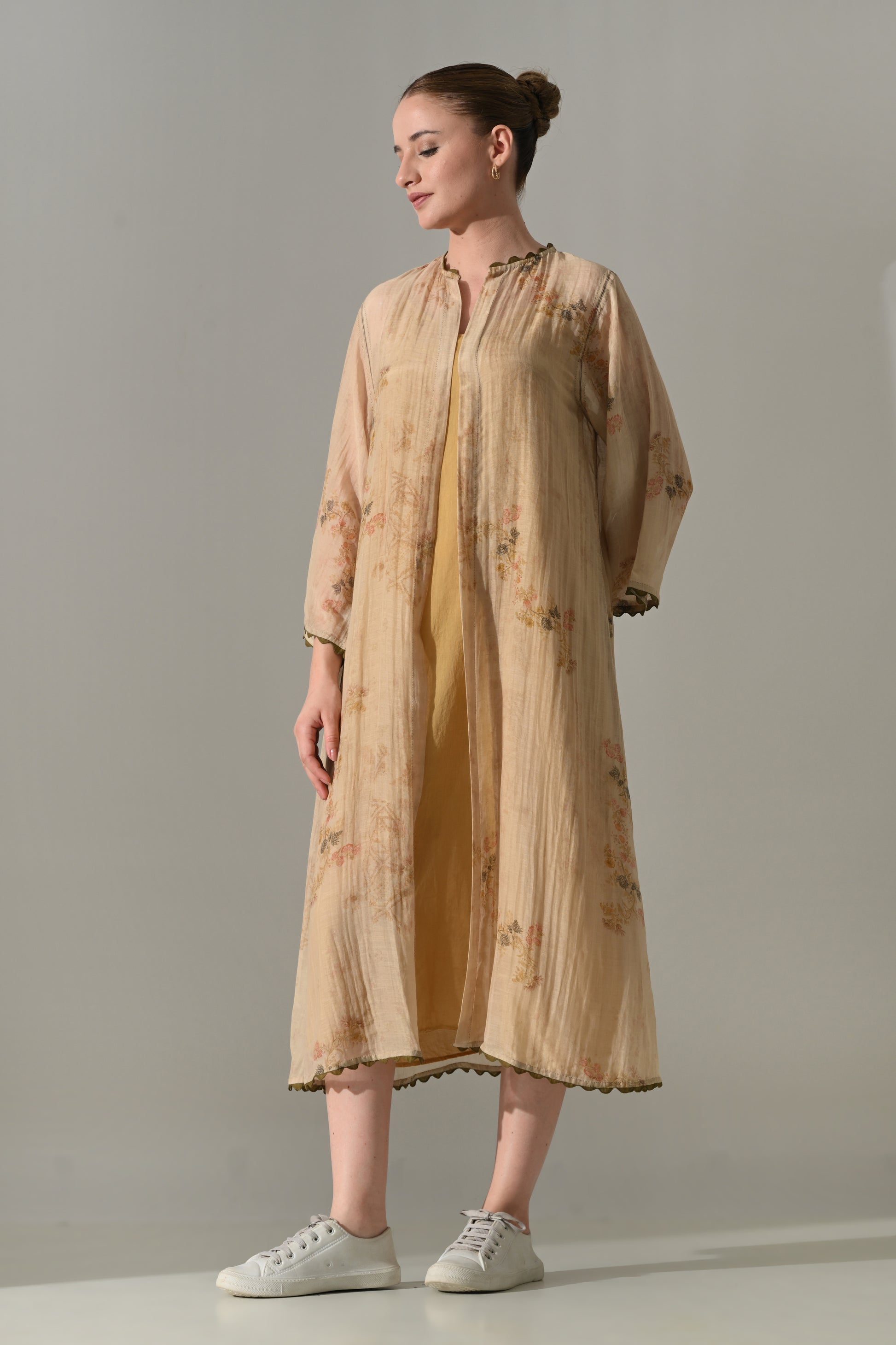 Beige printed  jacket with inner Dress Set - samant chauhan design 