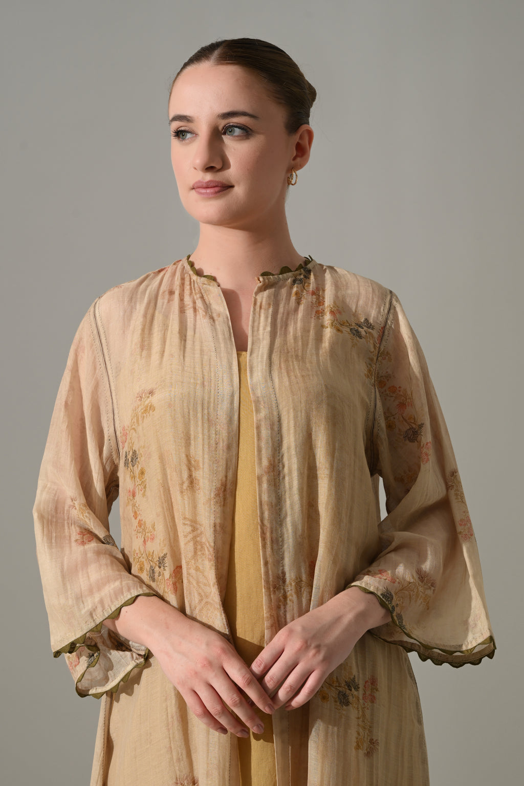 Beige printed  jacket with inner Dress Set - samant chauhan design 