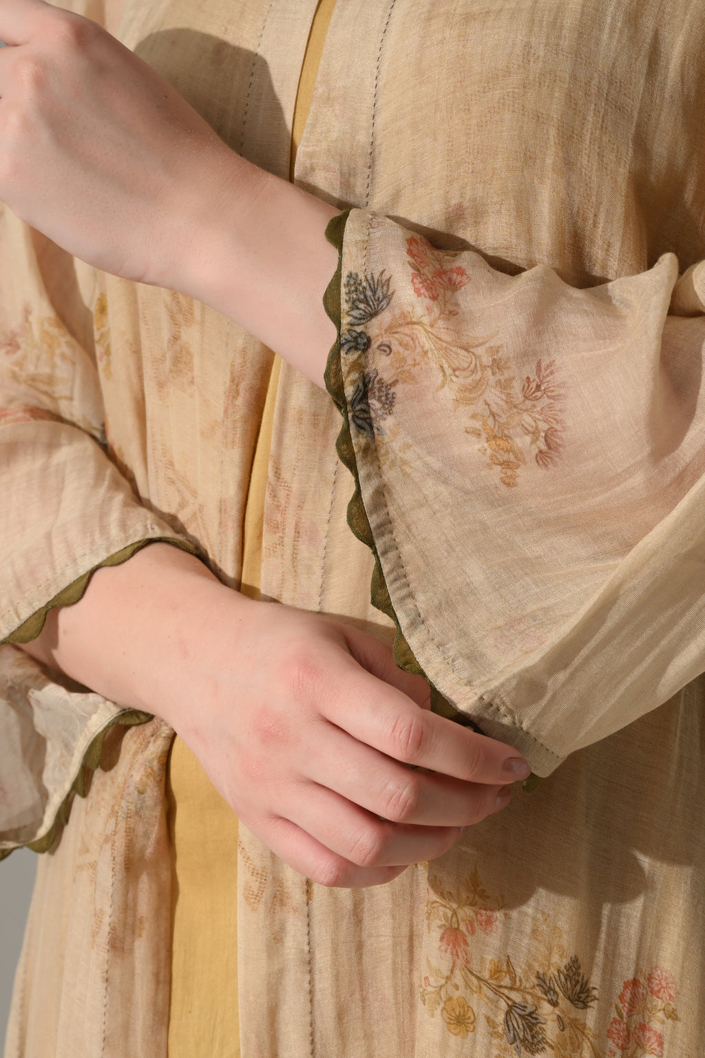 Beige printed  jacket with inner Dress Set - samant chauhan design 