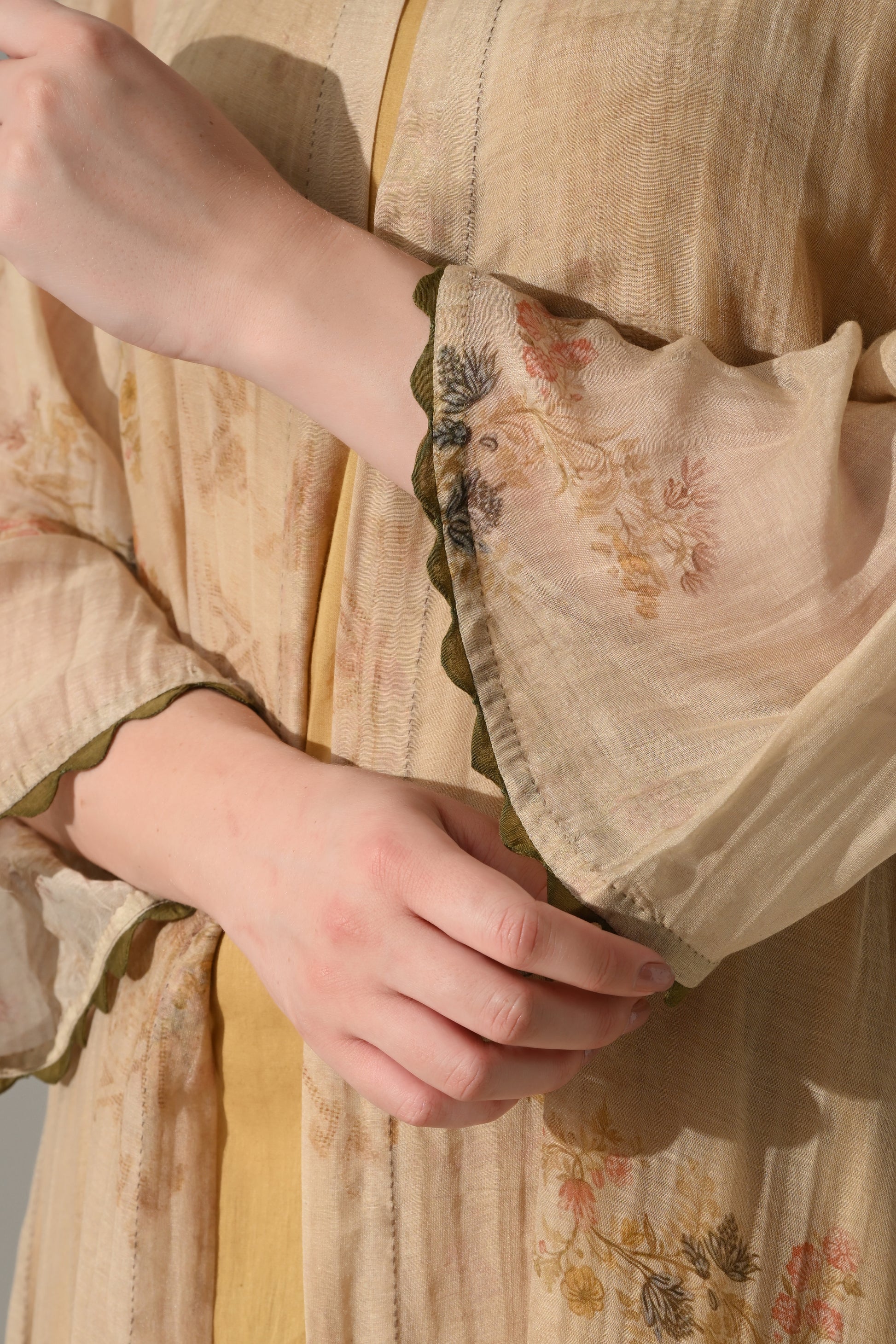 Beige printed  jacket with inner Dress Set - samant chauhan design 