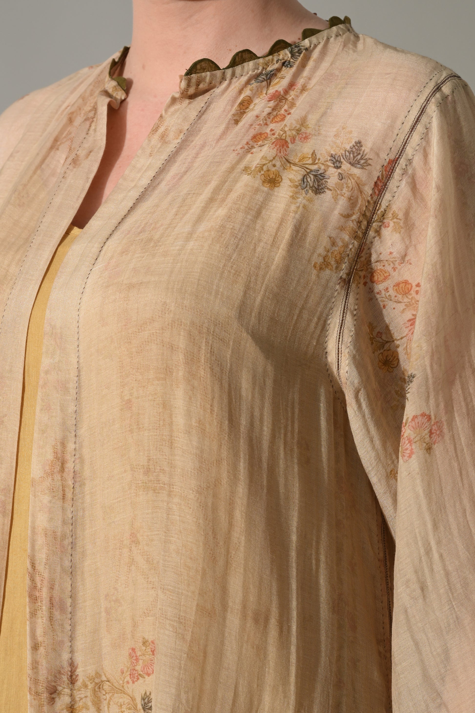 Beige printed  jacket with inner Dress Set - samant chauhan design 