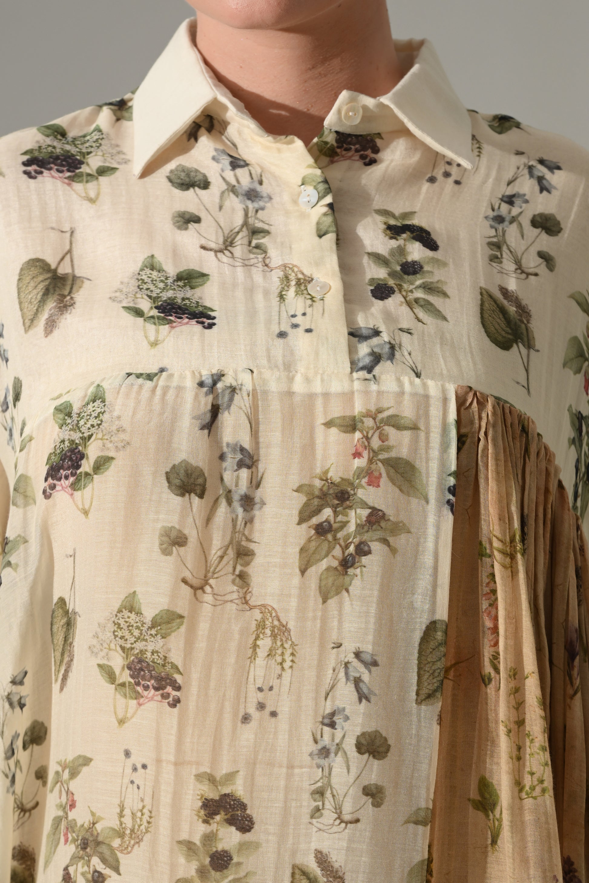Pink Floral double layered short Kaftan Tunic - samant chauhan design 