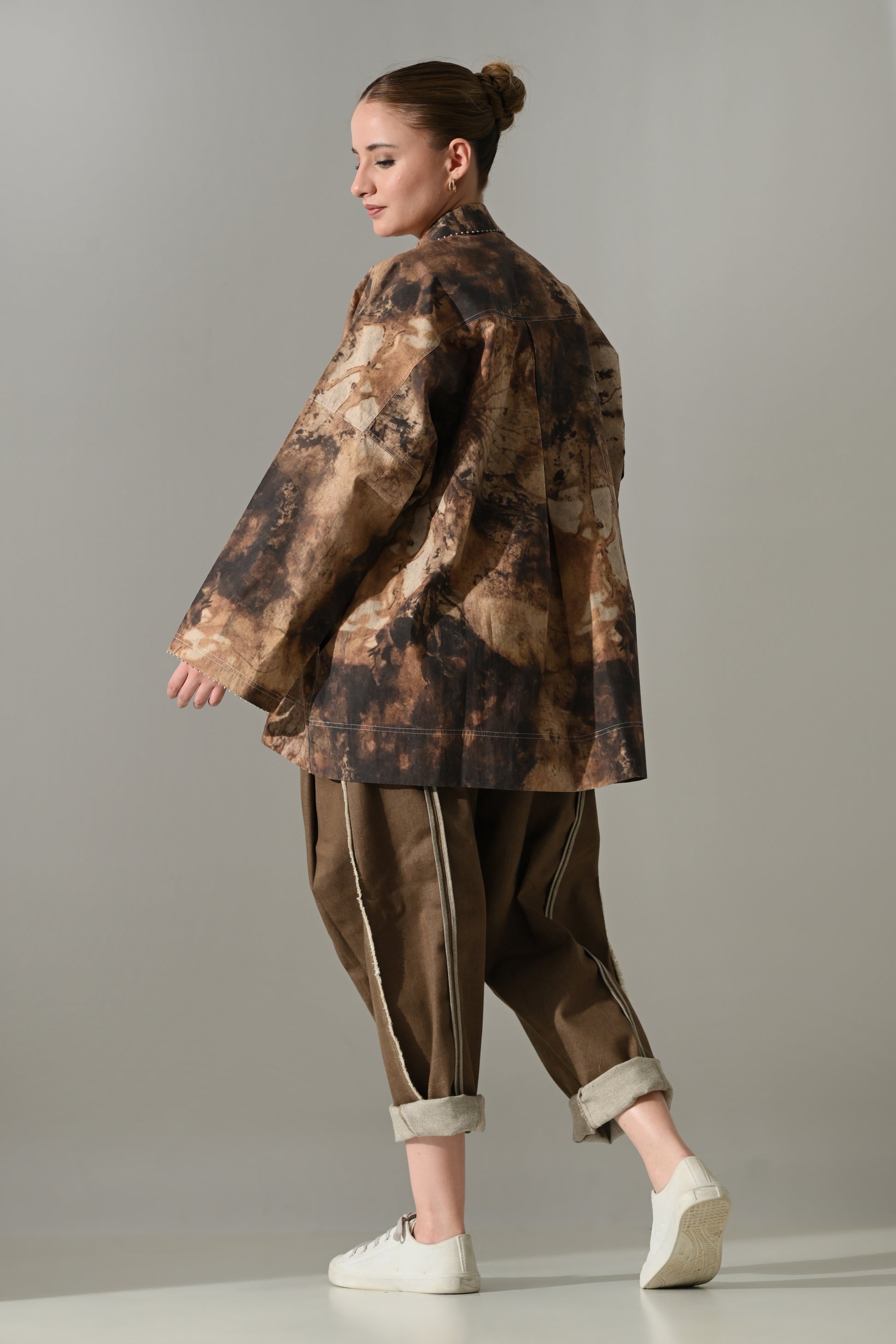 Earth Brown Tie-Dye Cotton Silk Shirt - samant chauhan design 