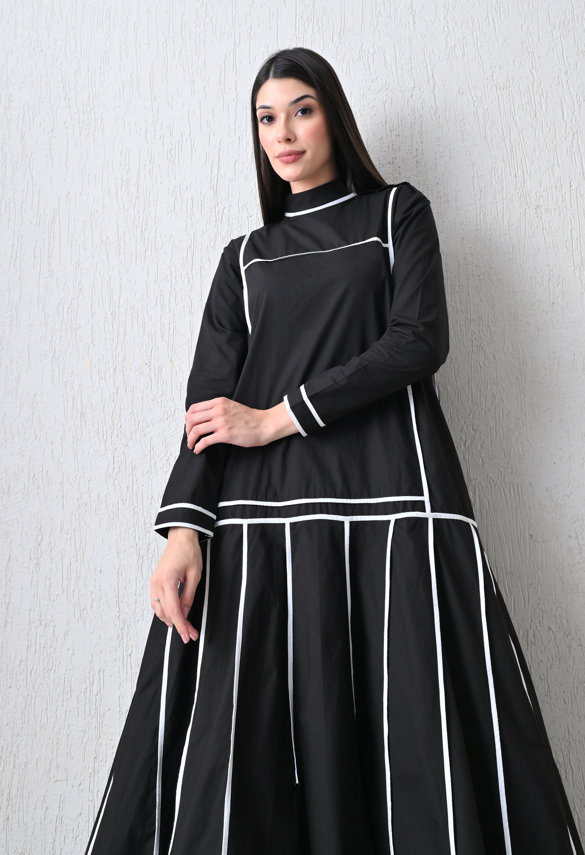 Noir Line Panel Dress - samant chauhan design 