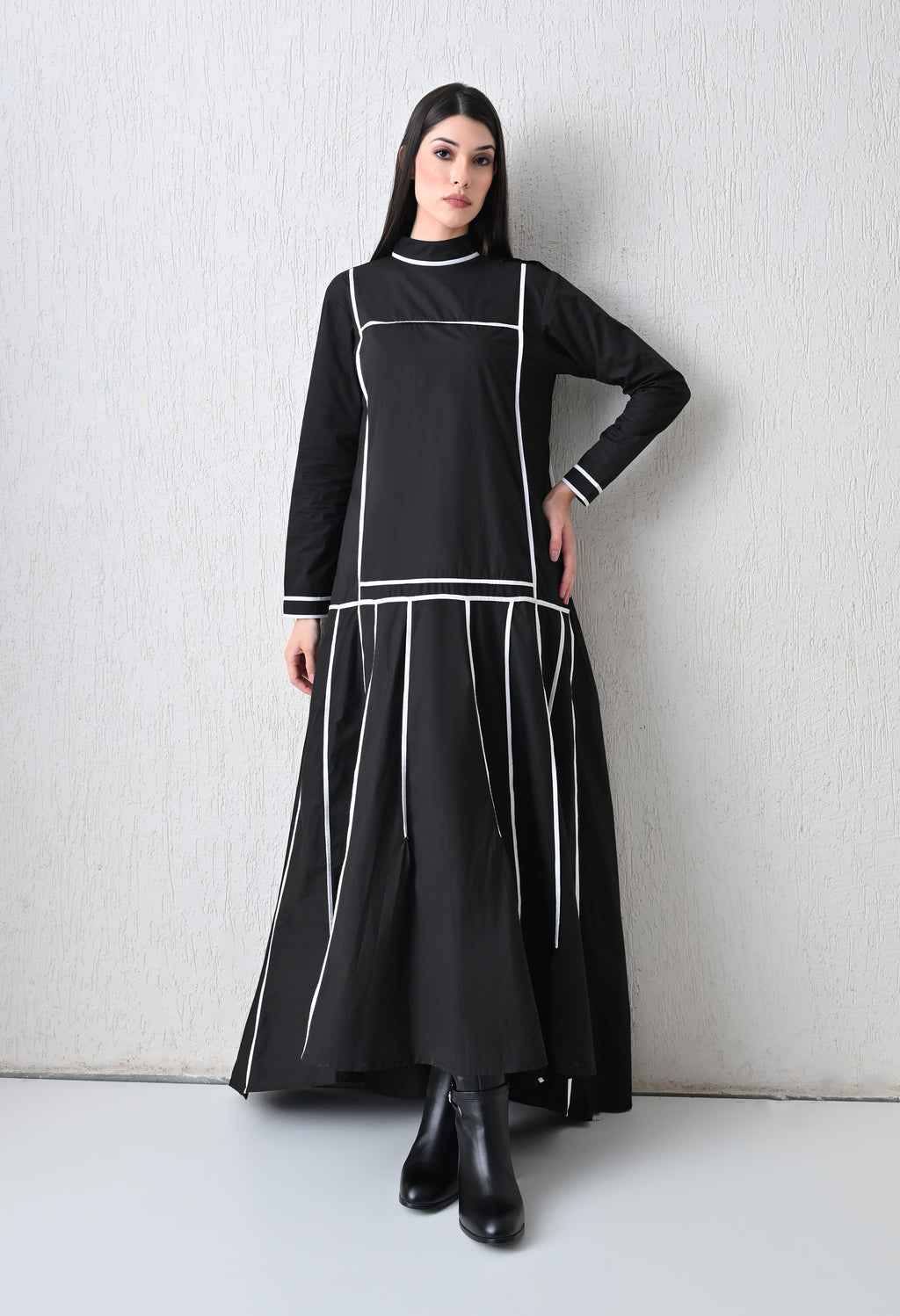 Noir Line Panel Dress - samant chauhan design 