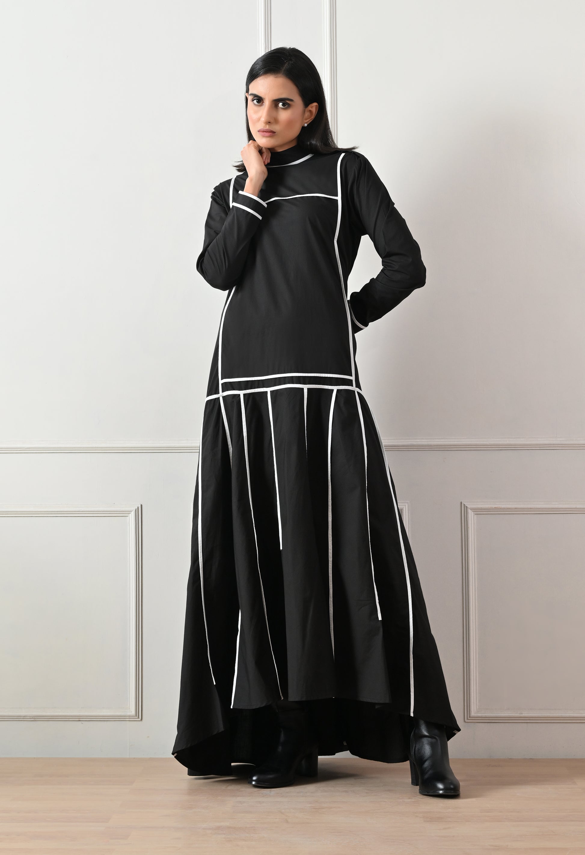 Noir Line Panel Dress - samant chauhan design 