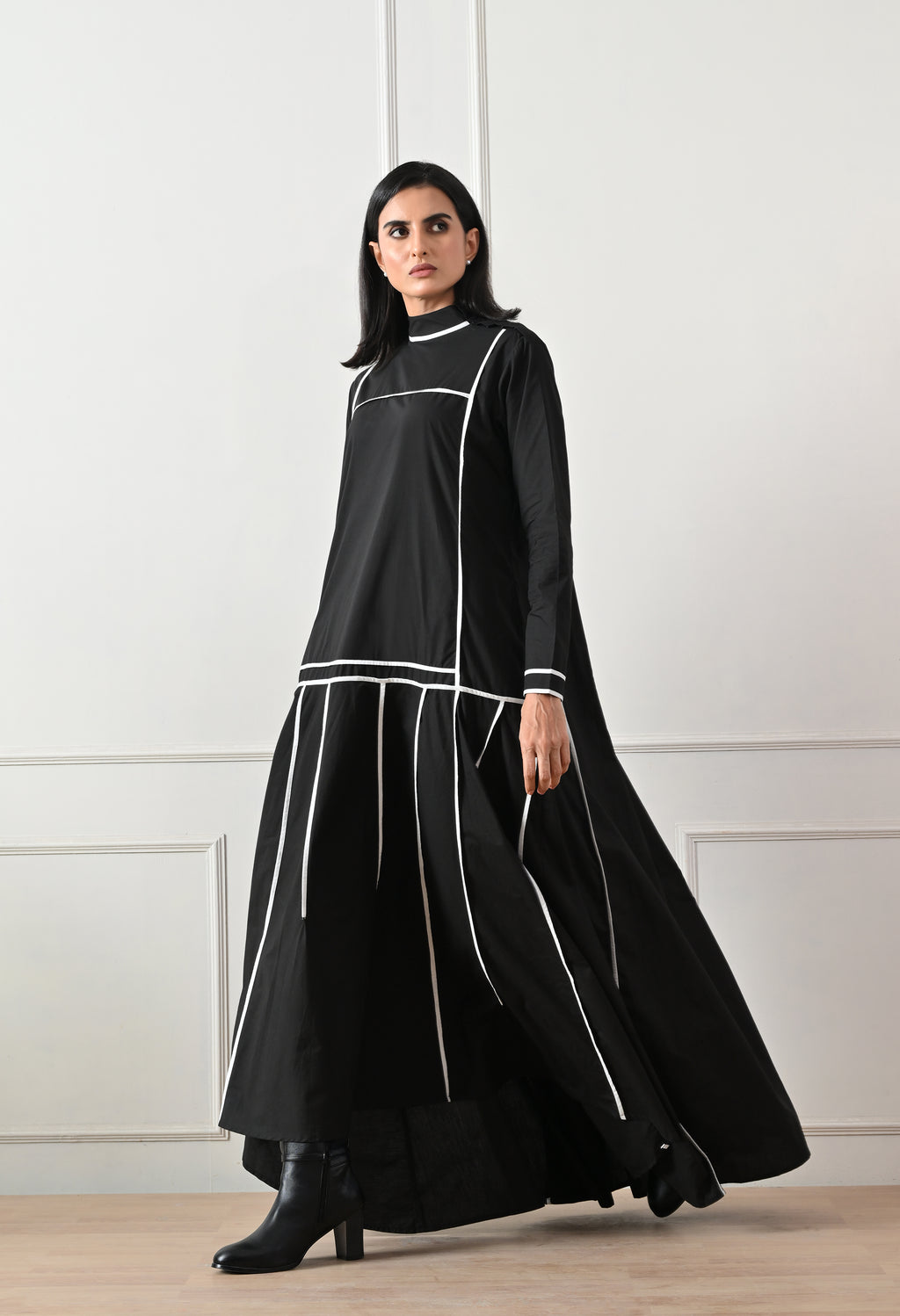 Noir Line Panel Dress - samant chauhan design 