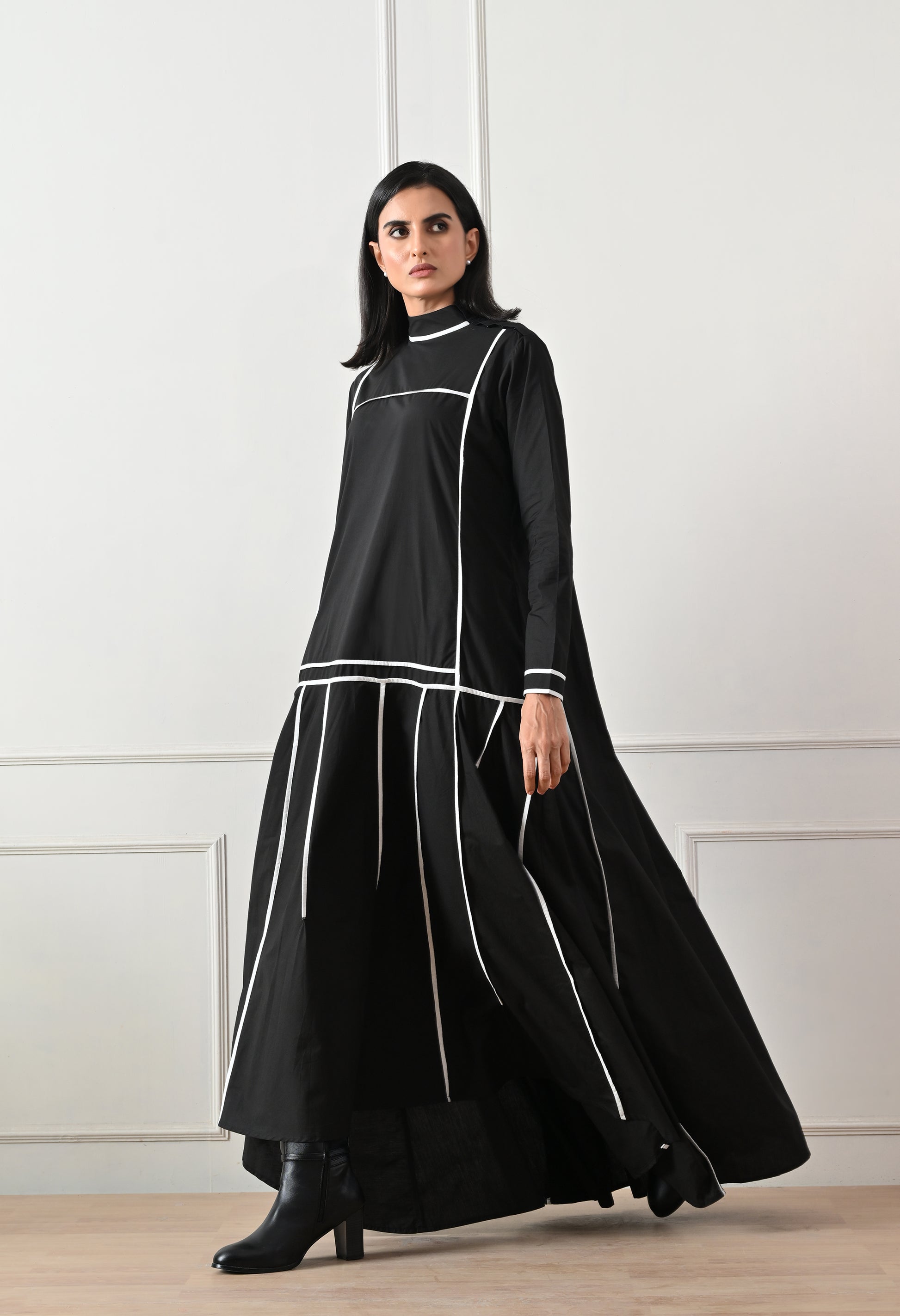 Noir Line Panel Dress - samant chauhan design 