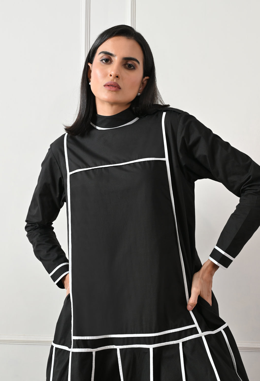 Noir Line Panel Dress - samant chauhan design 