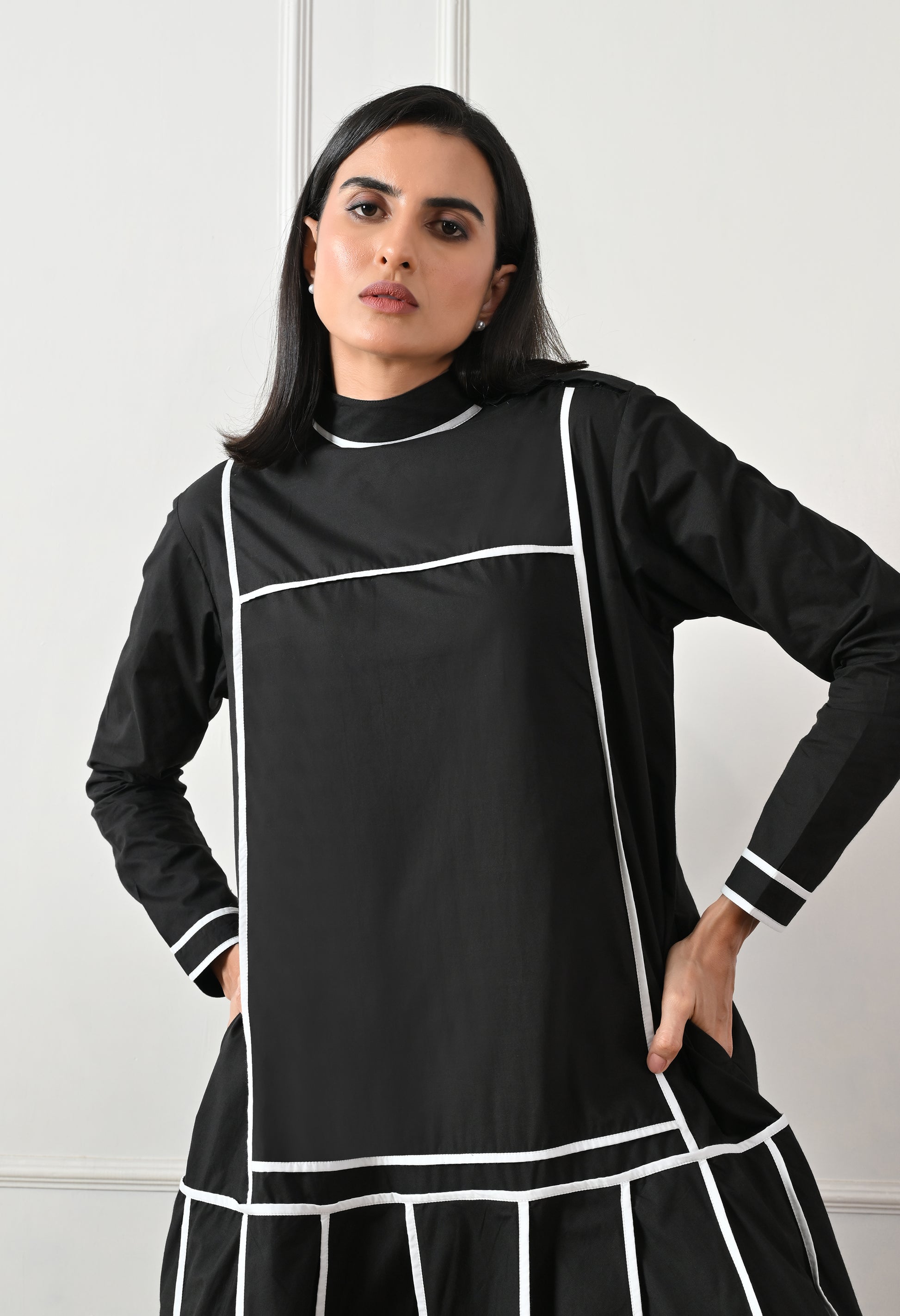 Noir Line Panel Dress - samant chauhan design 