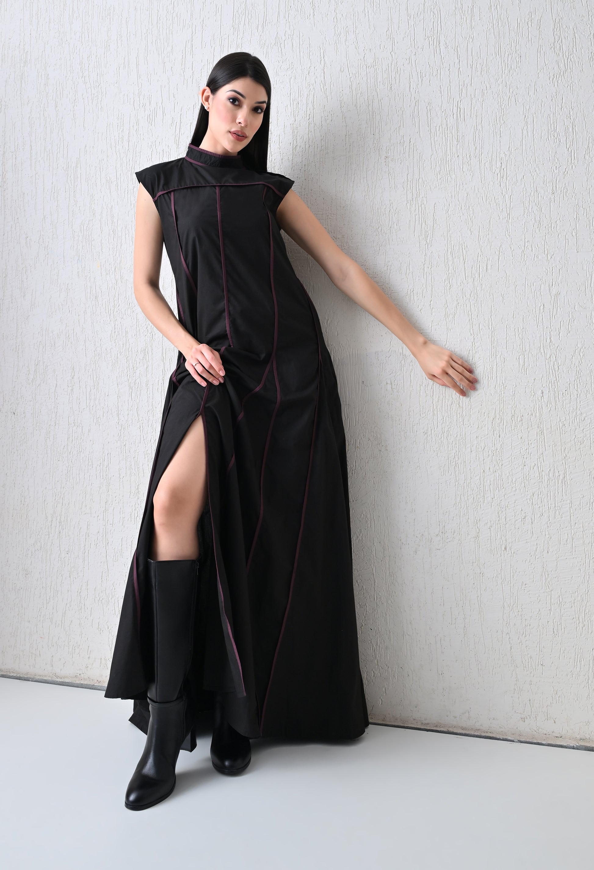 Noir Thread Panel Dress - samant chauhan design 