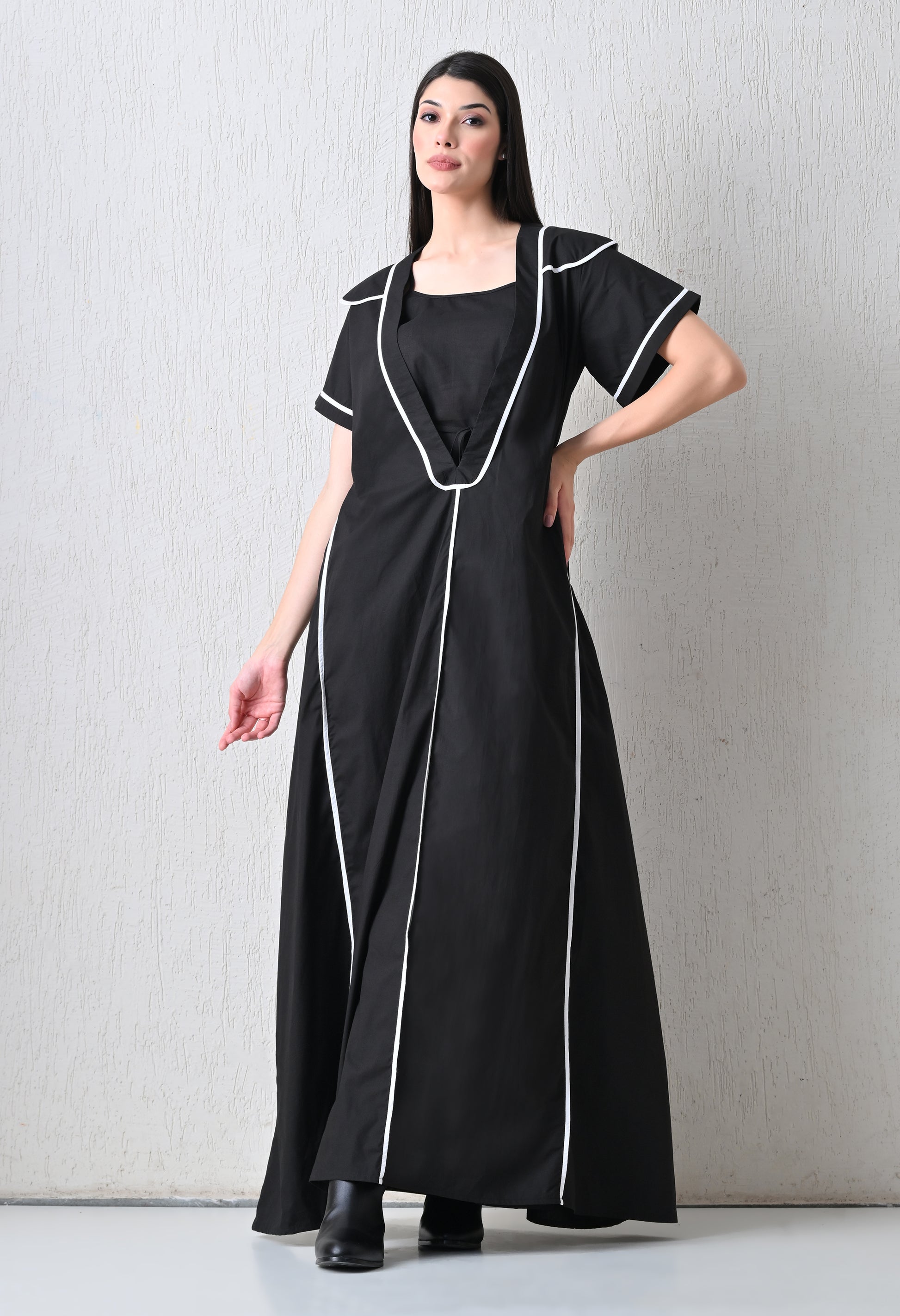 Eclipse Black Line Cape Dress - samant chauhan design 