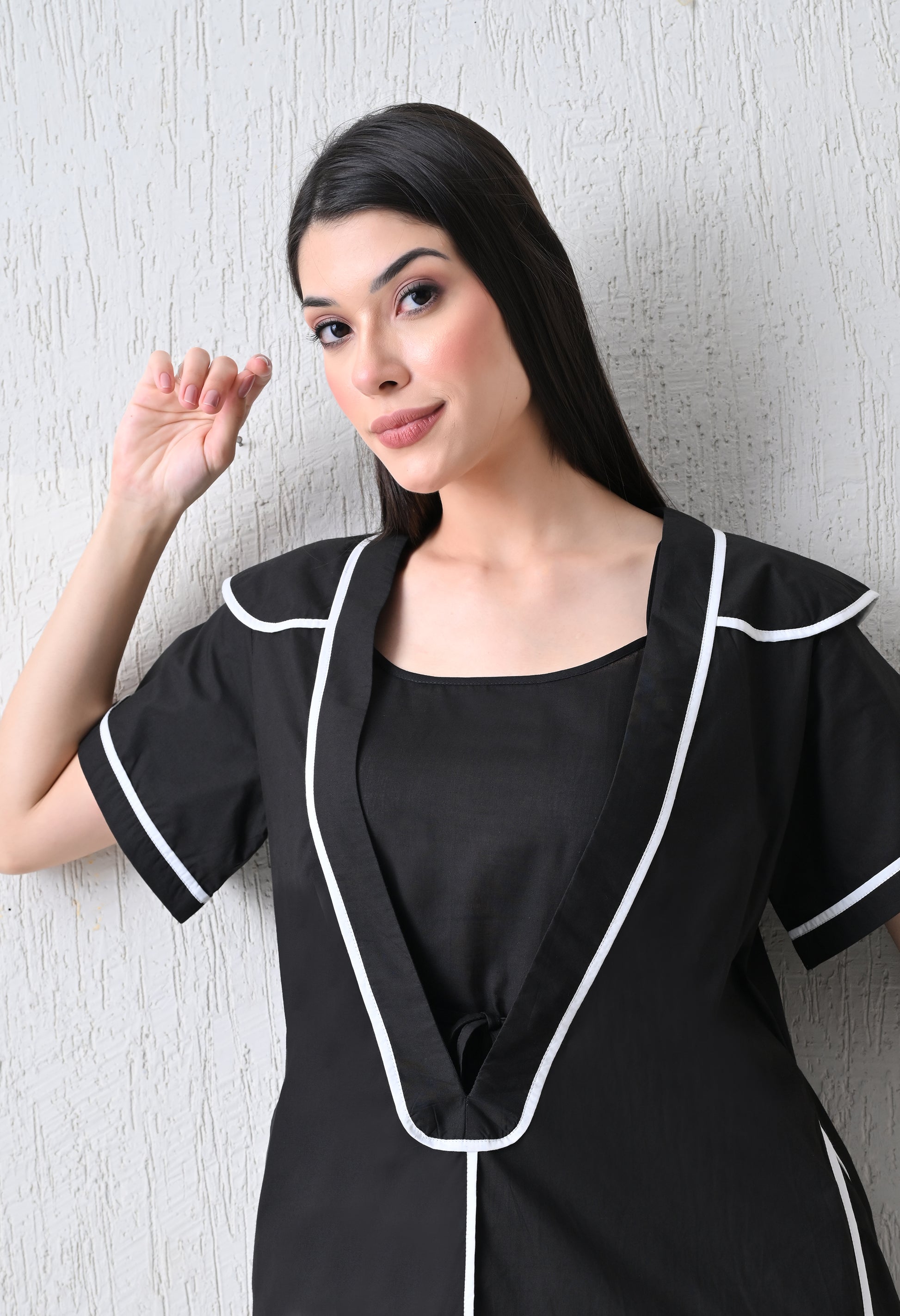 Eclipse Black Line Cape Dress - samant chauhan design 