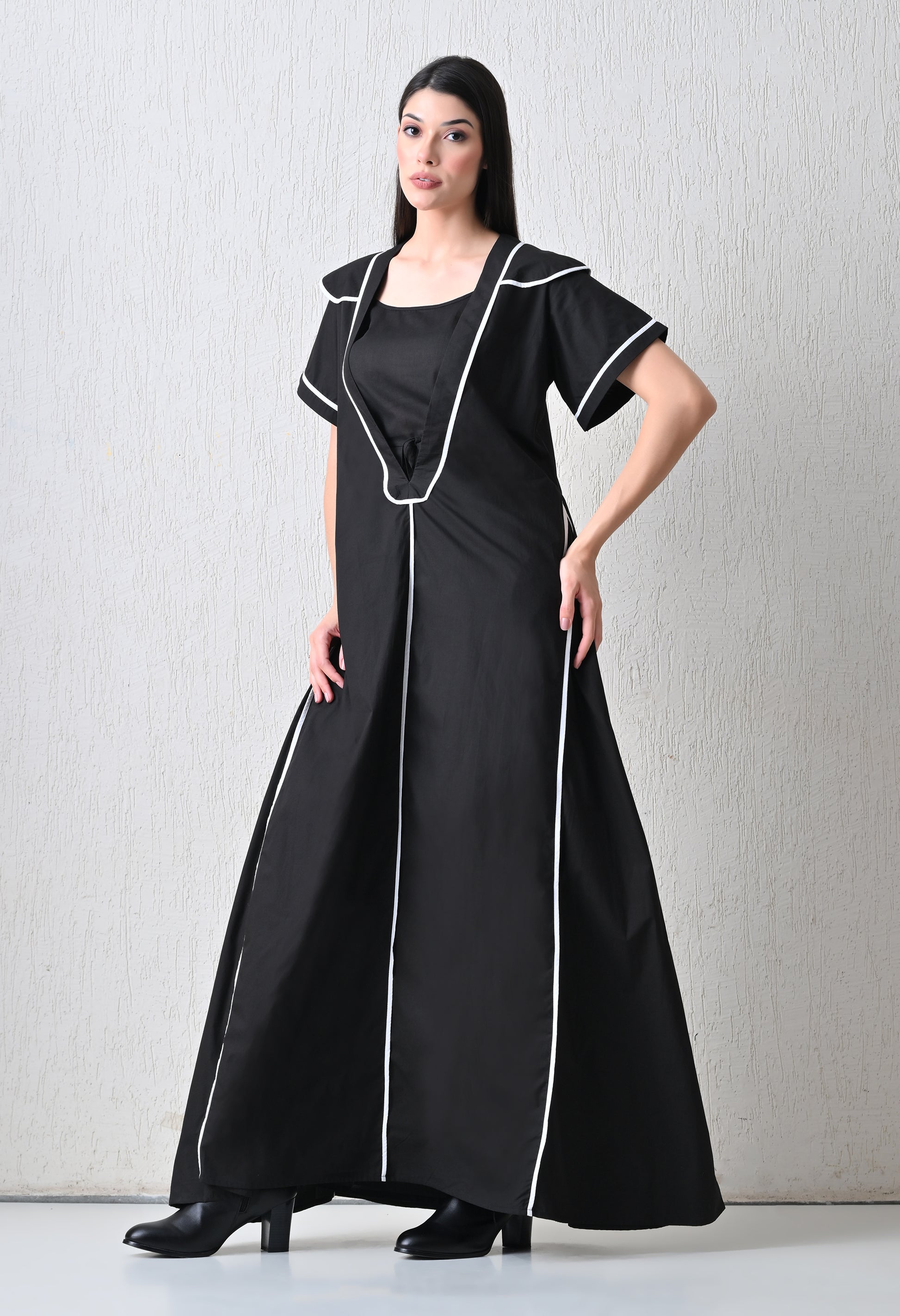 Eclipse Black Line Cape Dress - samant chauhan design 