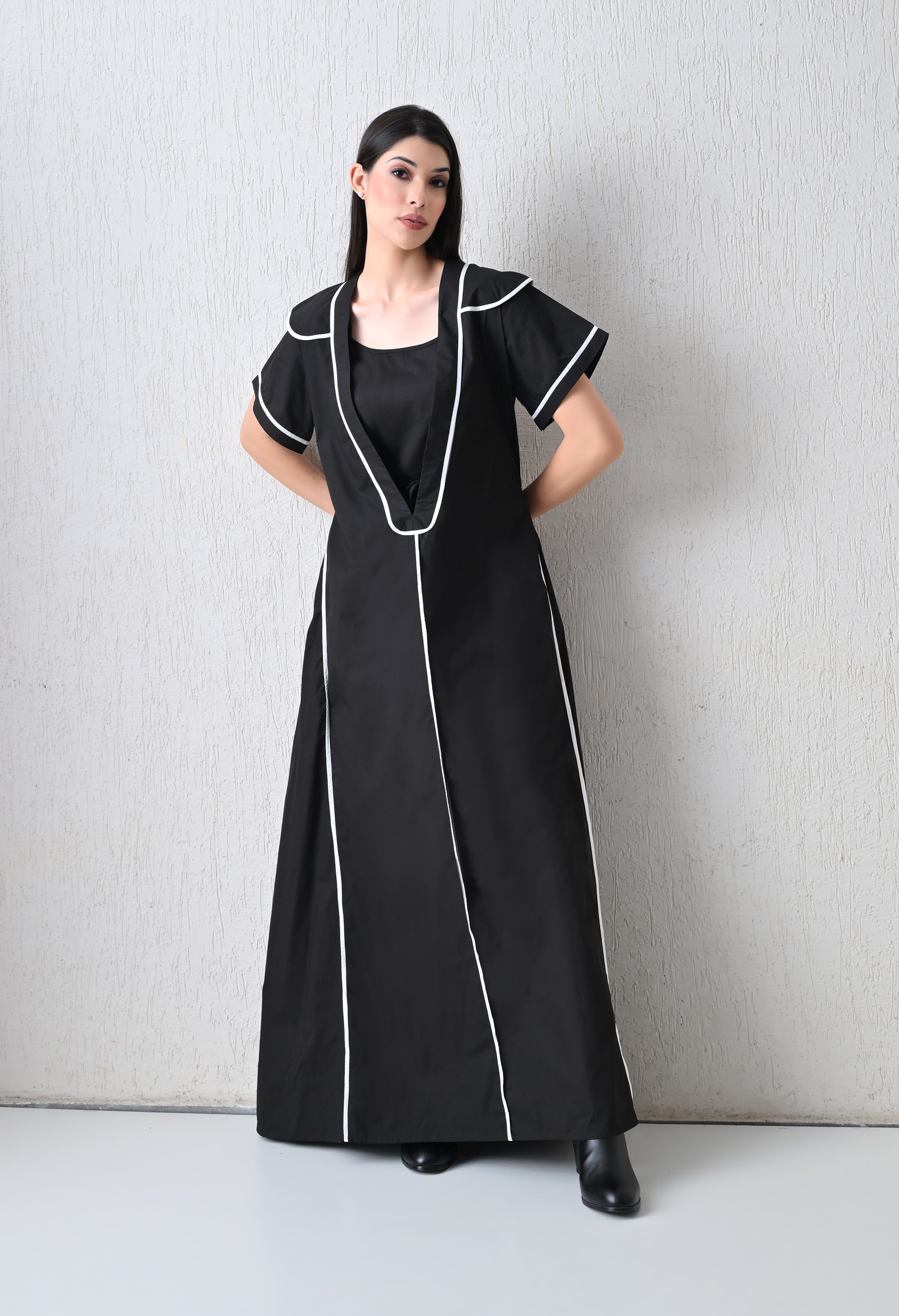 Eclipse Black Line Cape Dress - samant chauhan design 