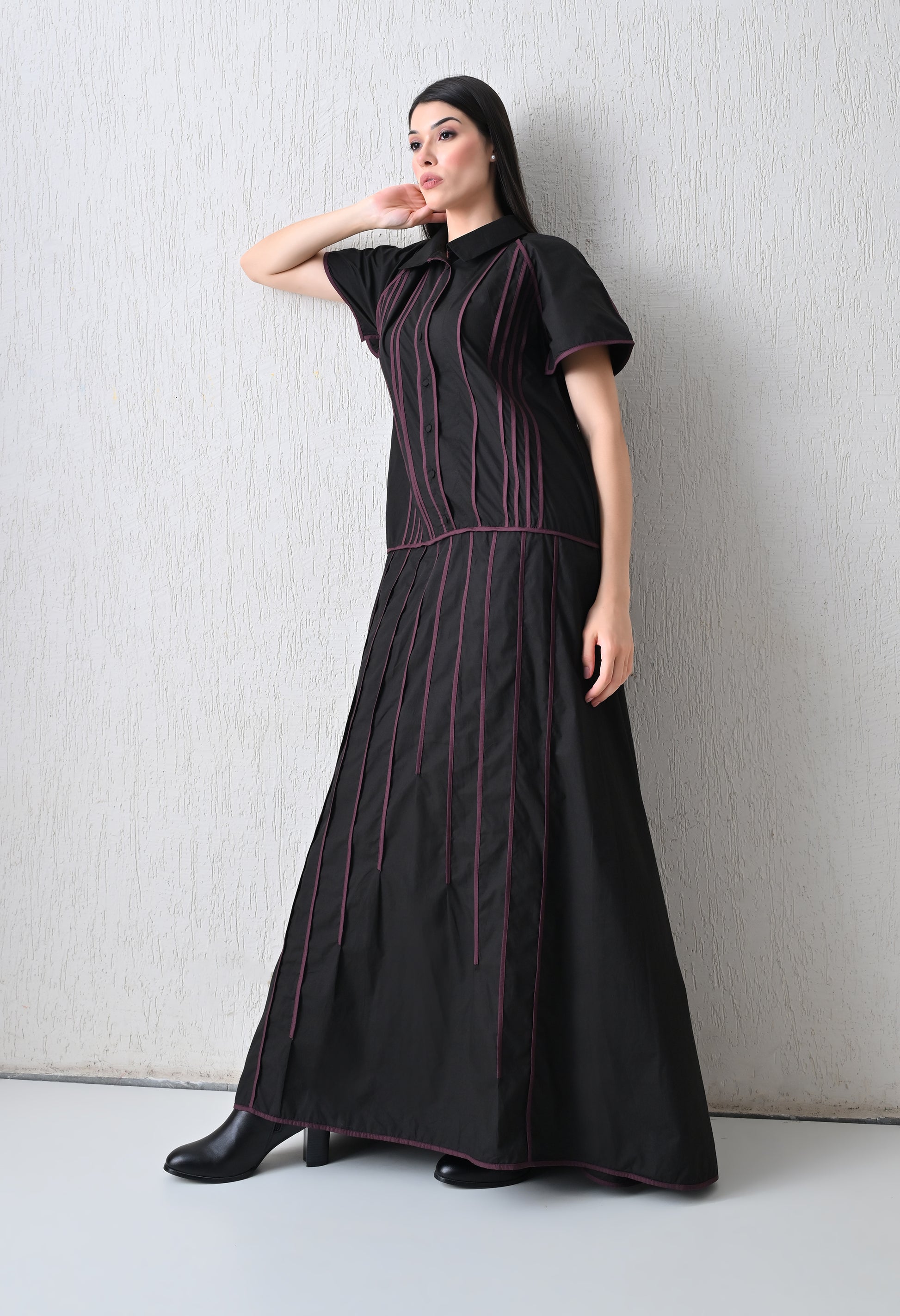 Astra Noir Threadwork Dress - samant chauhan design 