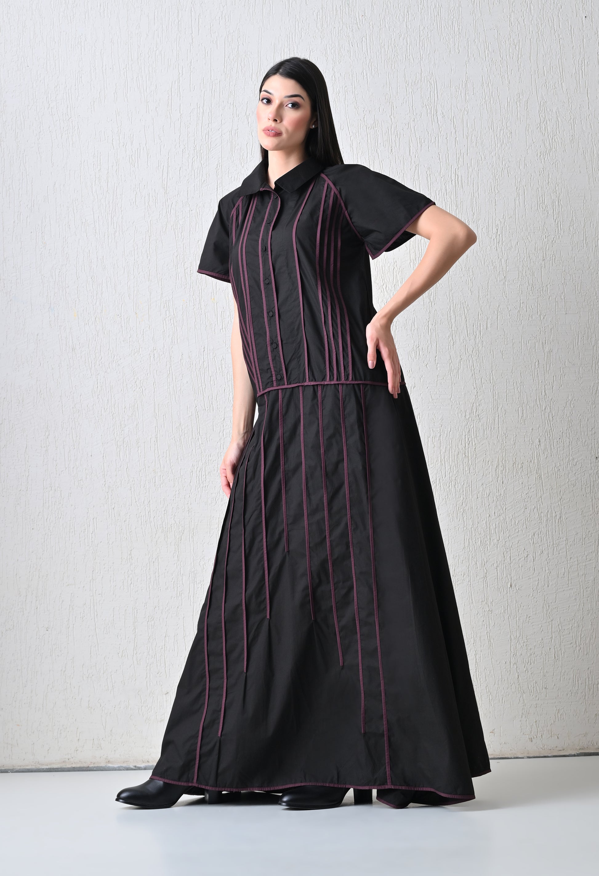 Astra Noir Threadwork Dress - samant chauhan design 