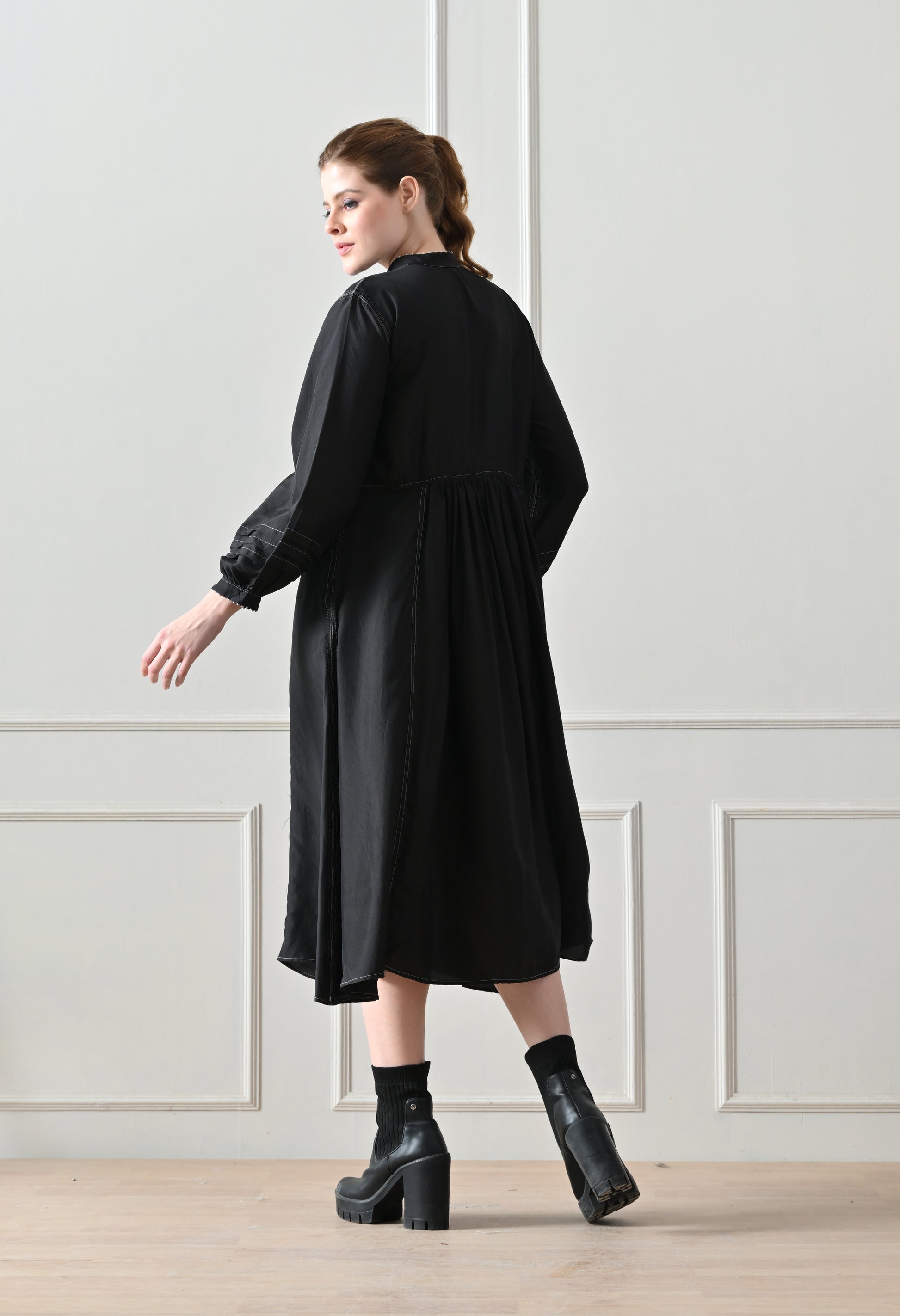 Obsidian Gathered Dress - samant chauhan design 