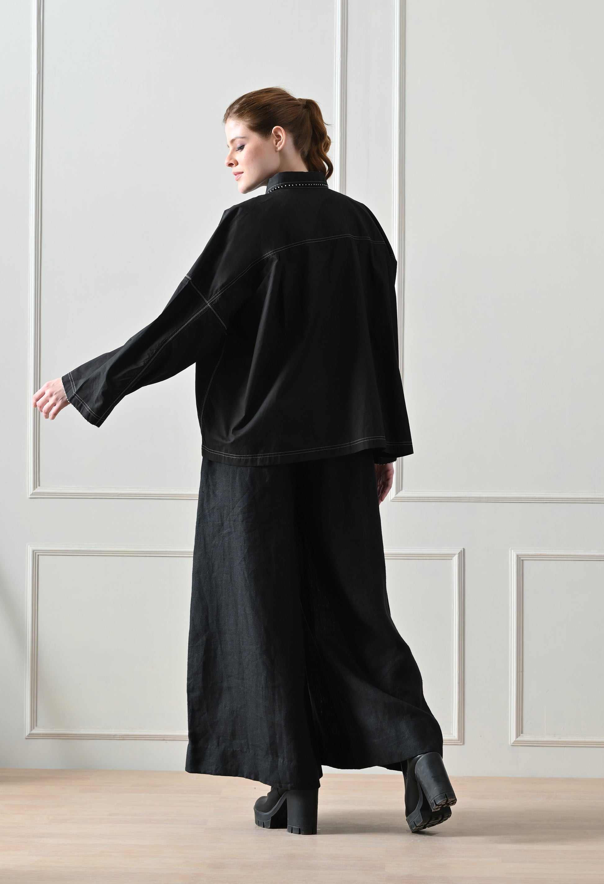 Midnight Tonal Embellished Cape Set - samant chauhan design 