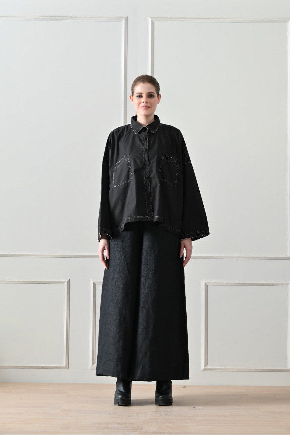 Midnight Tonal Embellished Cape - samant chauhan design 