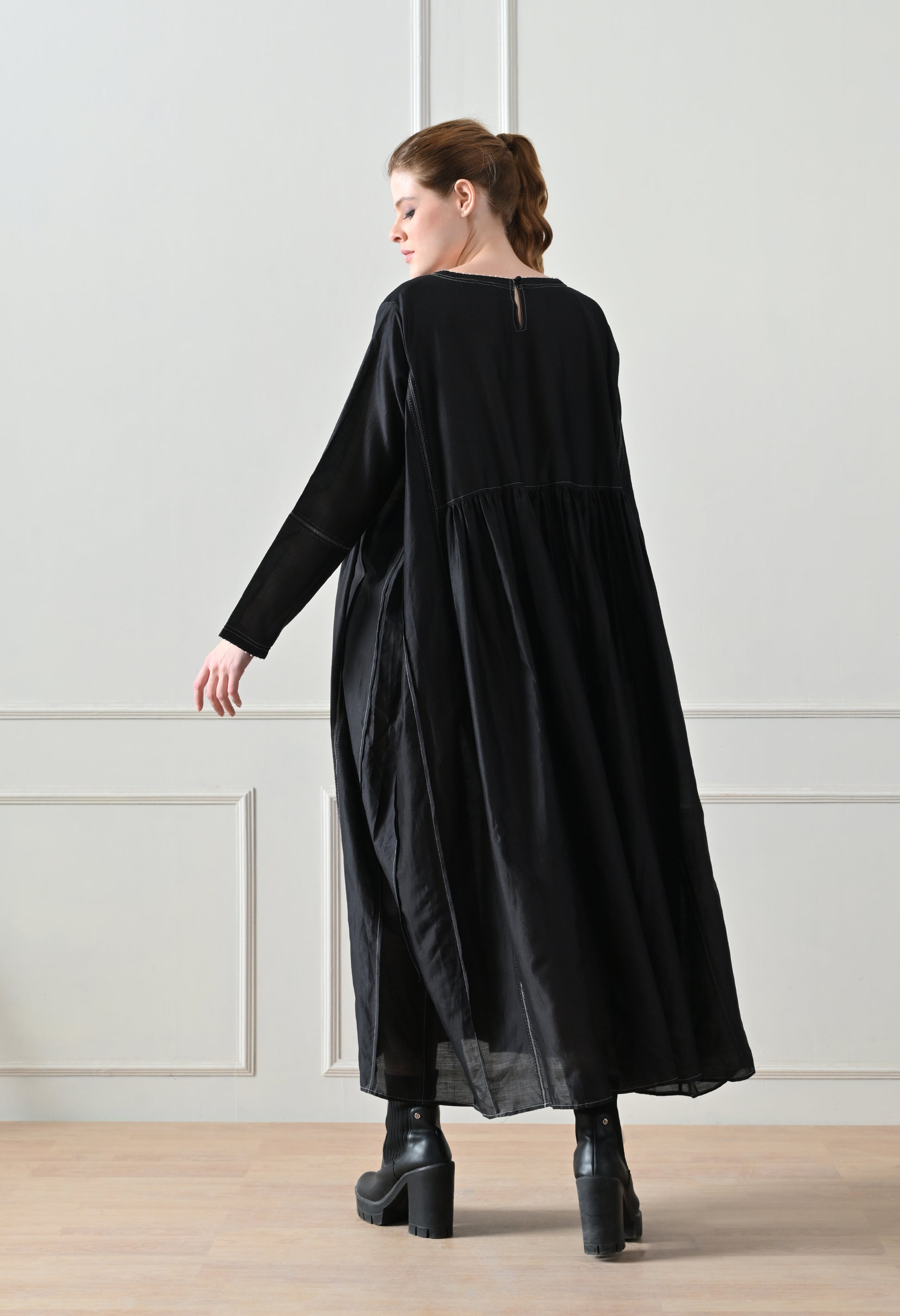 Midnight Shadow Gathered Dress - samant chauhan design 