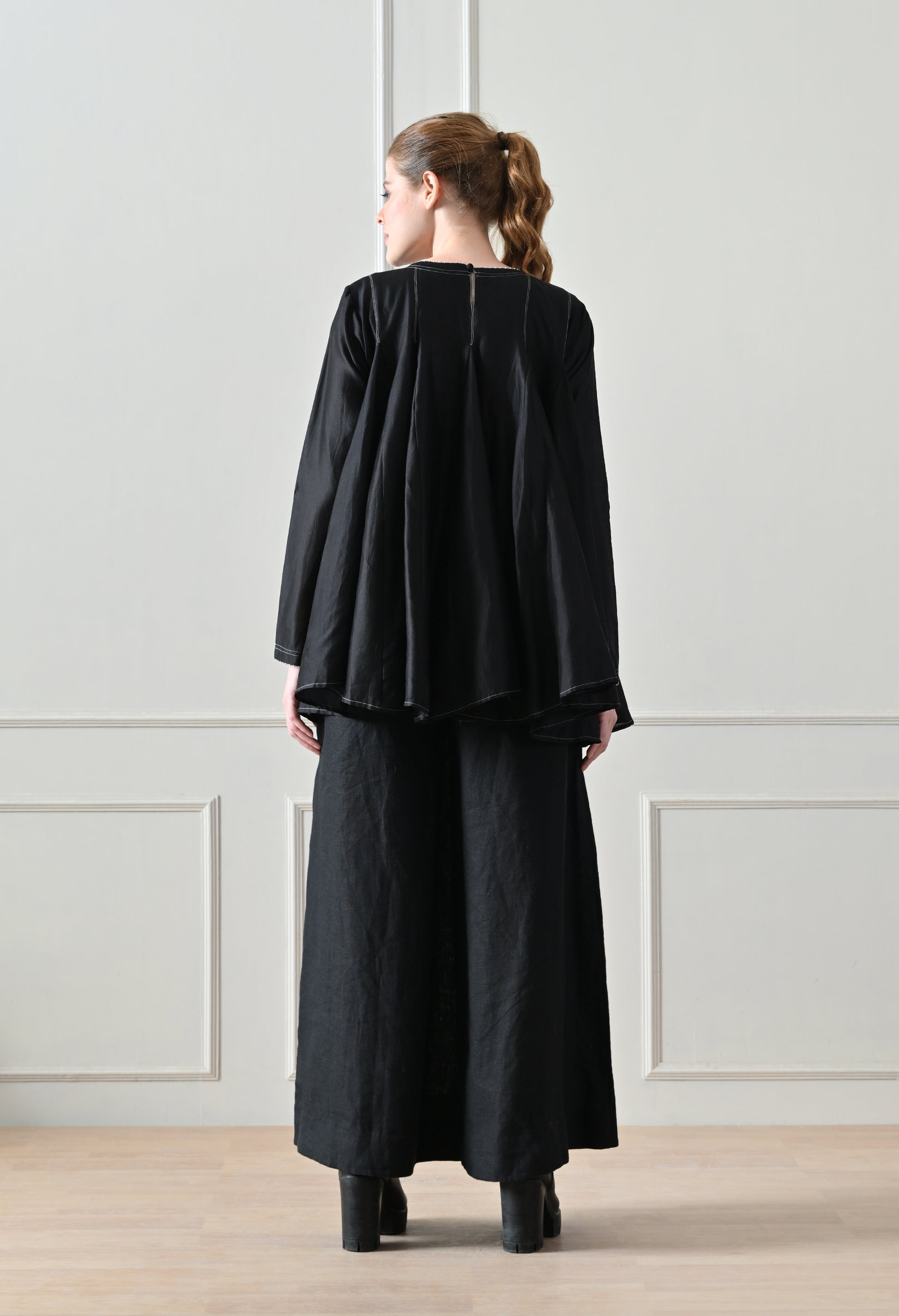 Noir Black Gathered Ensemble - samant chauhan design 