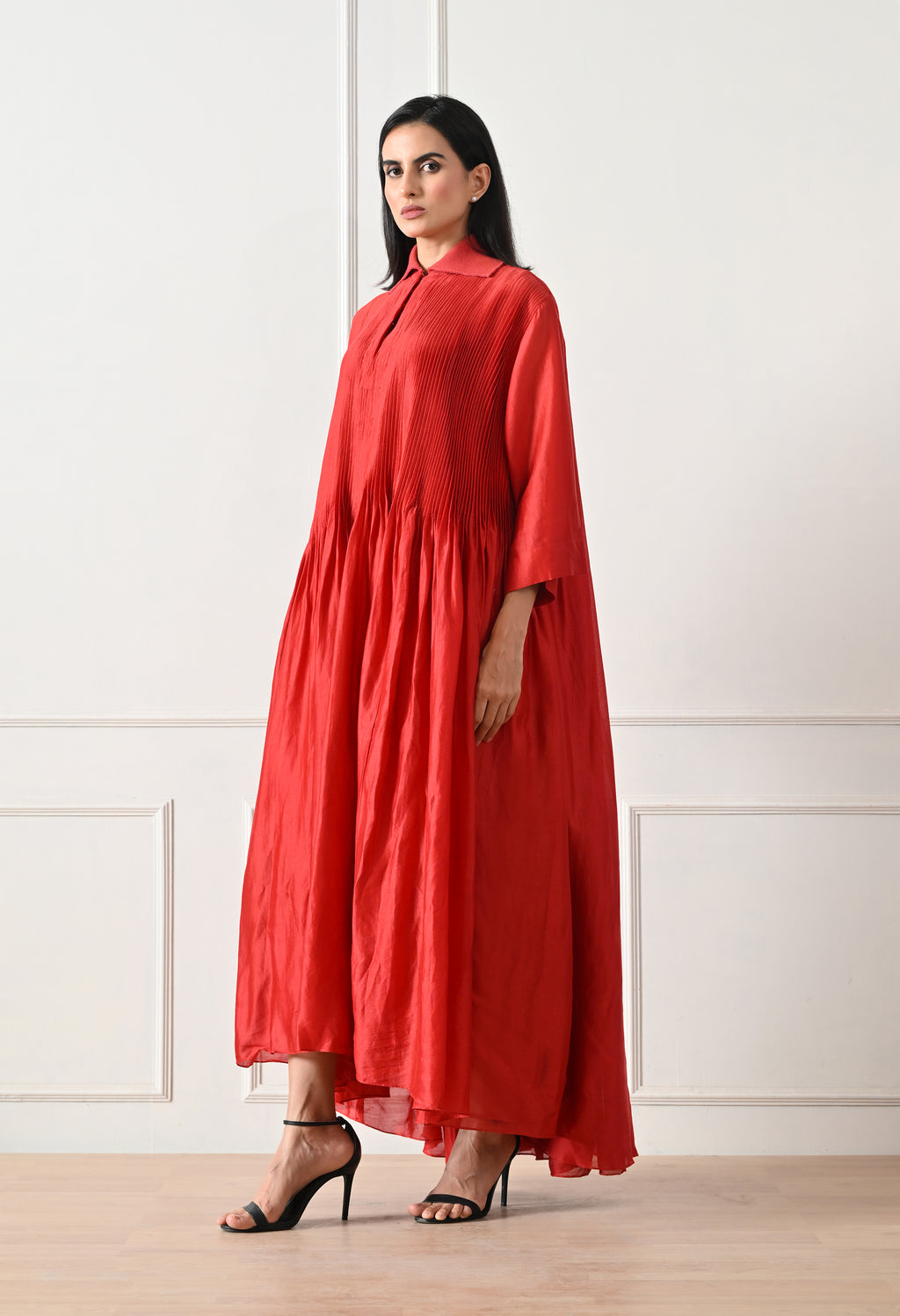 Crimson Pintuck Dress - samant chauhan design 