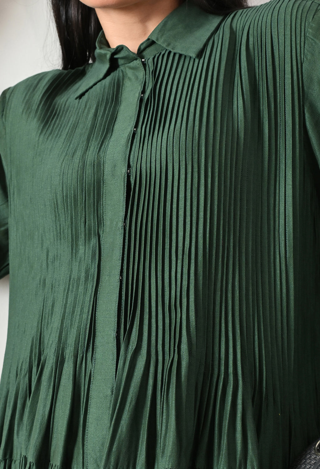 Emerald Pintuck Tiered Dress - samant chauhan design 