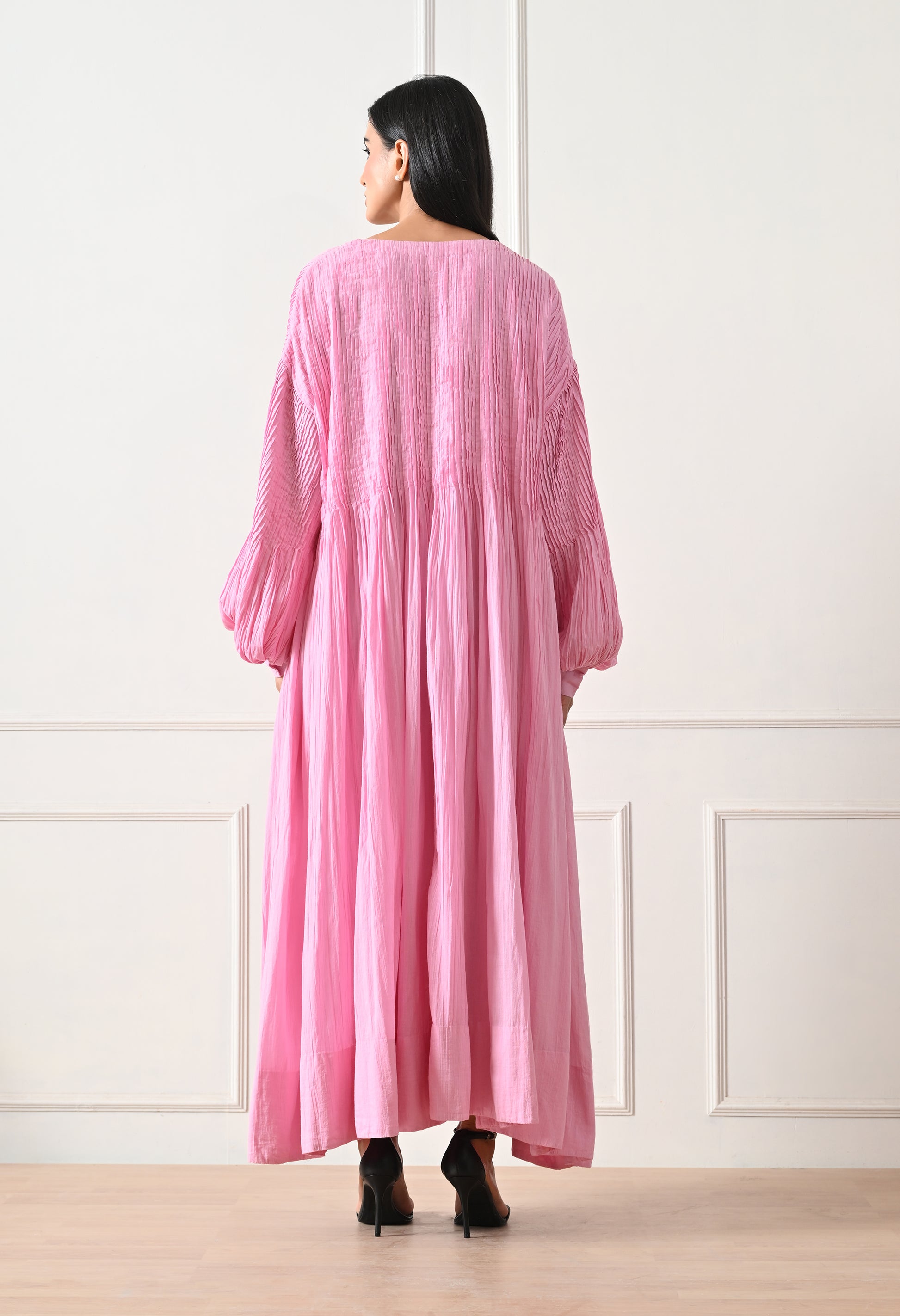 Pink Pintuck Tie-Front Dress - samant chauhan design 