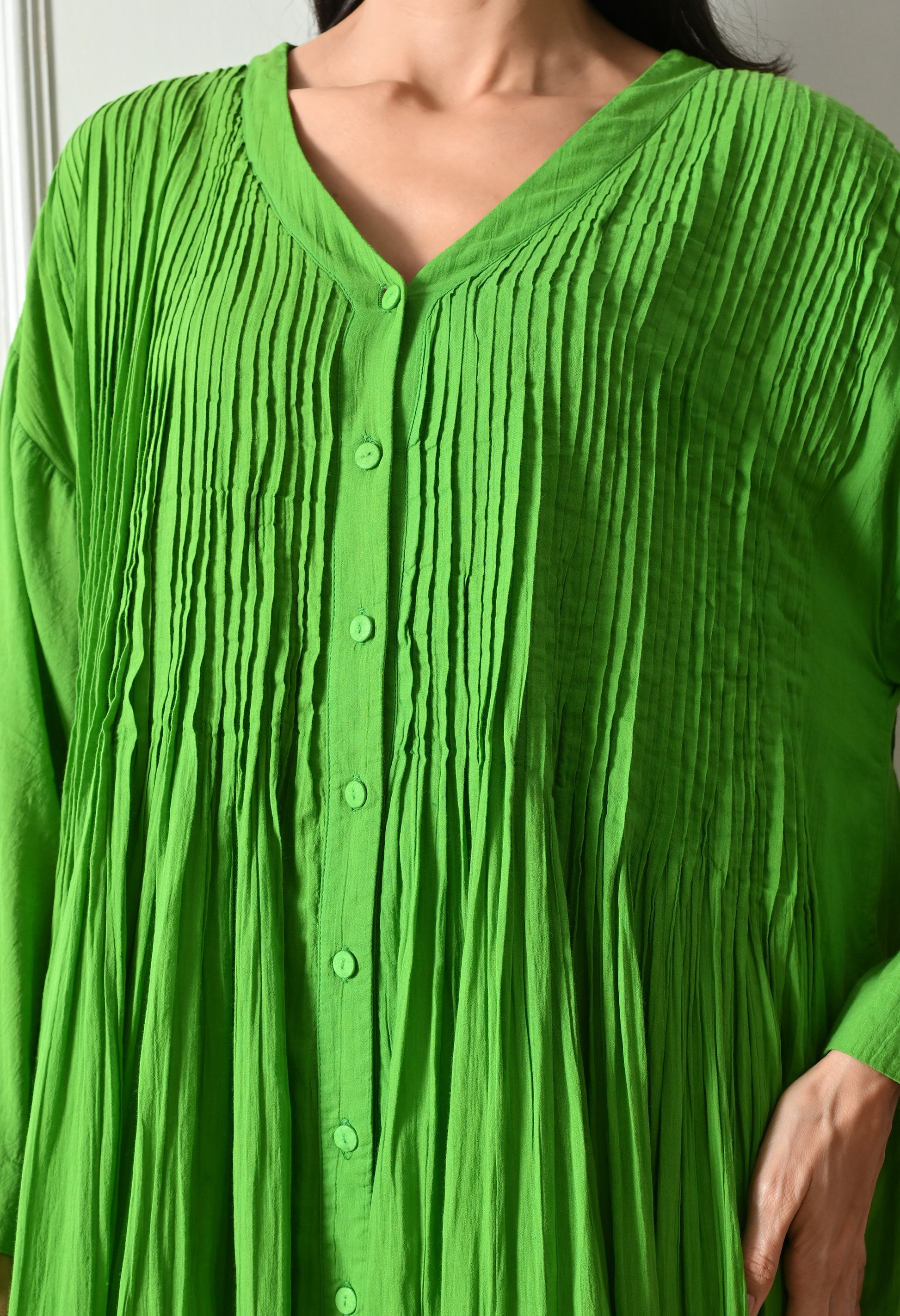 Green Pintuck  Dress - samant chauhan design 