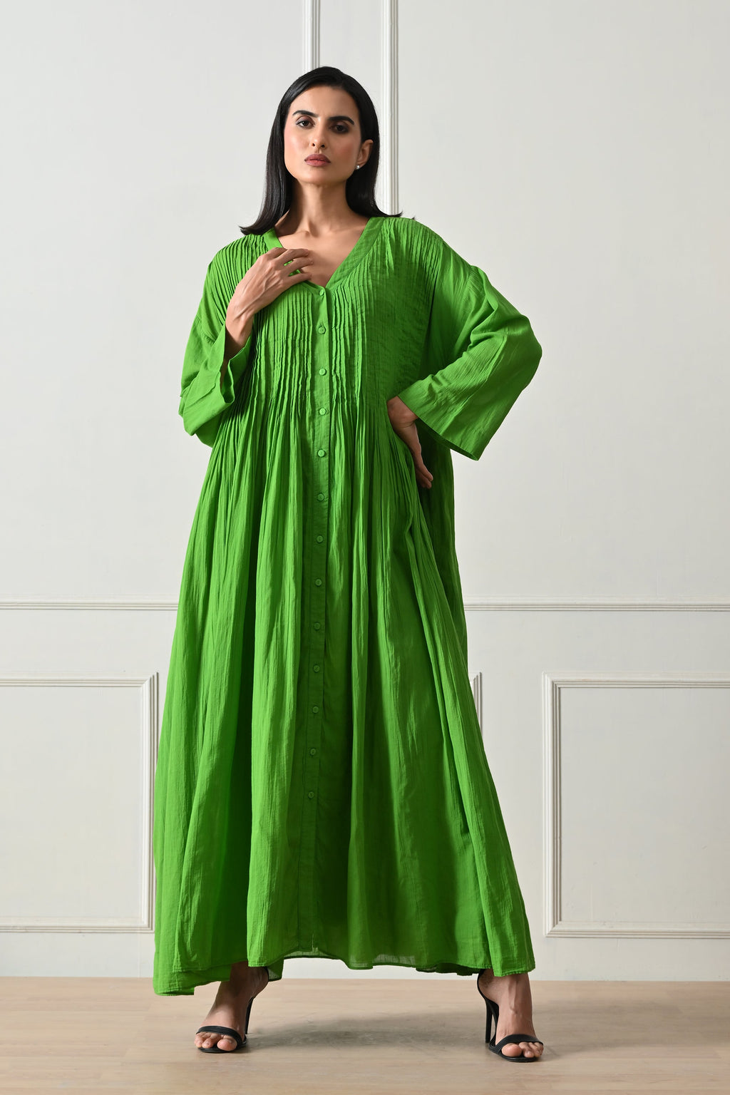 Green Pintuck  Dress - samant chauhan design 
