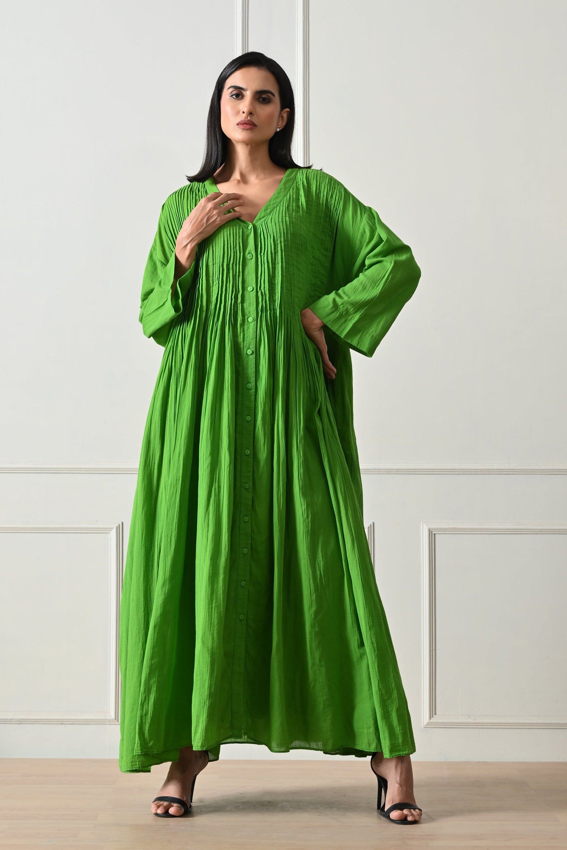 Green Pintuck  Dress - samant chauhan design 