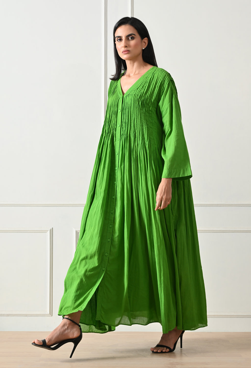Green Pintuck  Dress - samant chauhan design 
