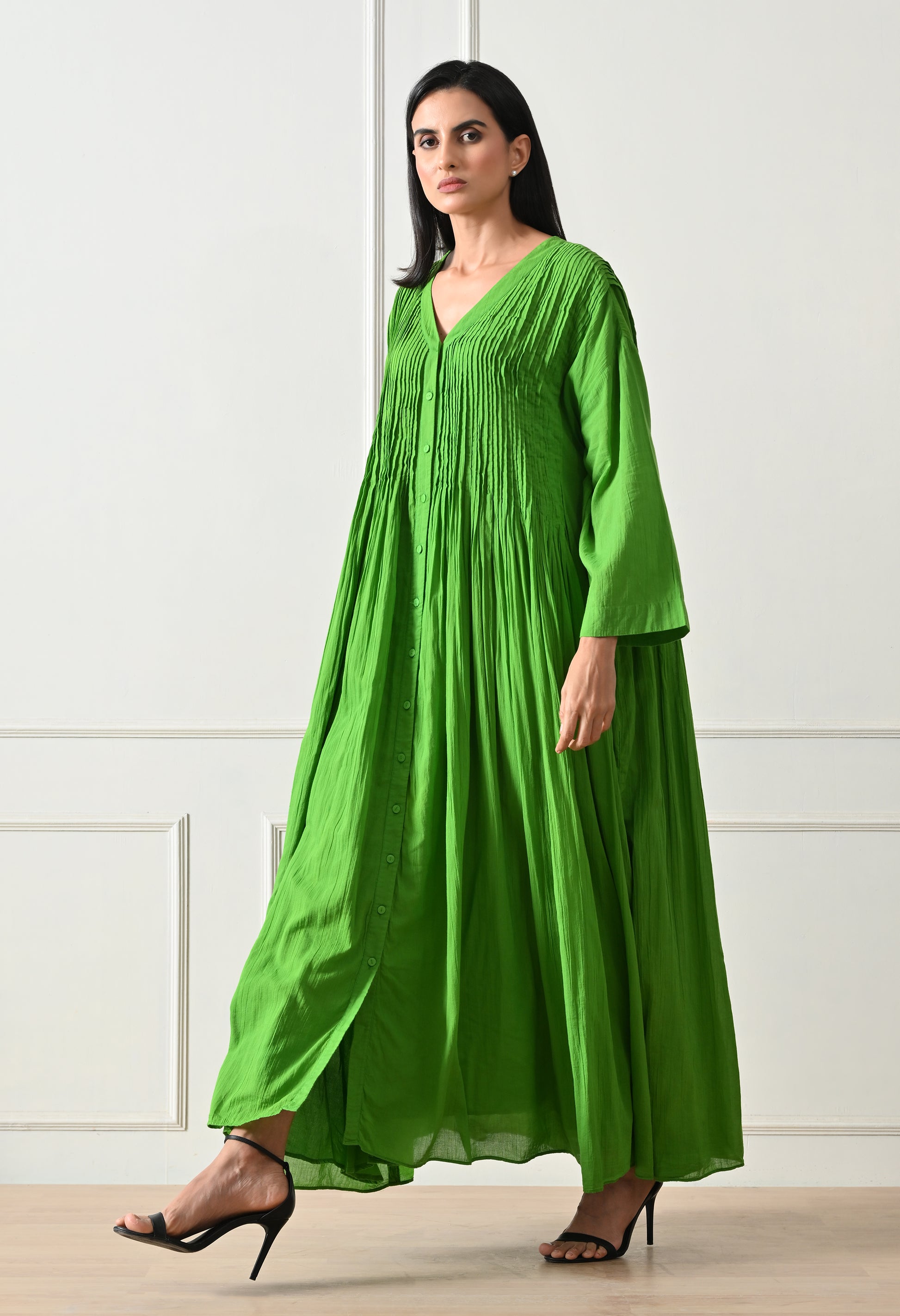 Green Pintuck  Dress - samant chauhan design 