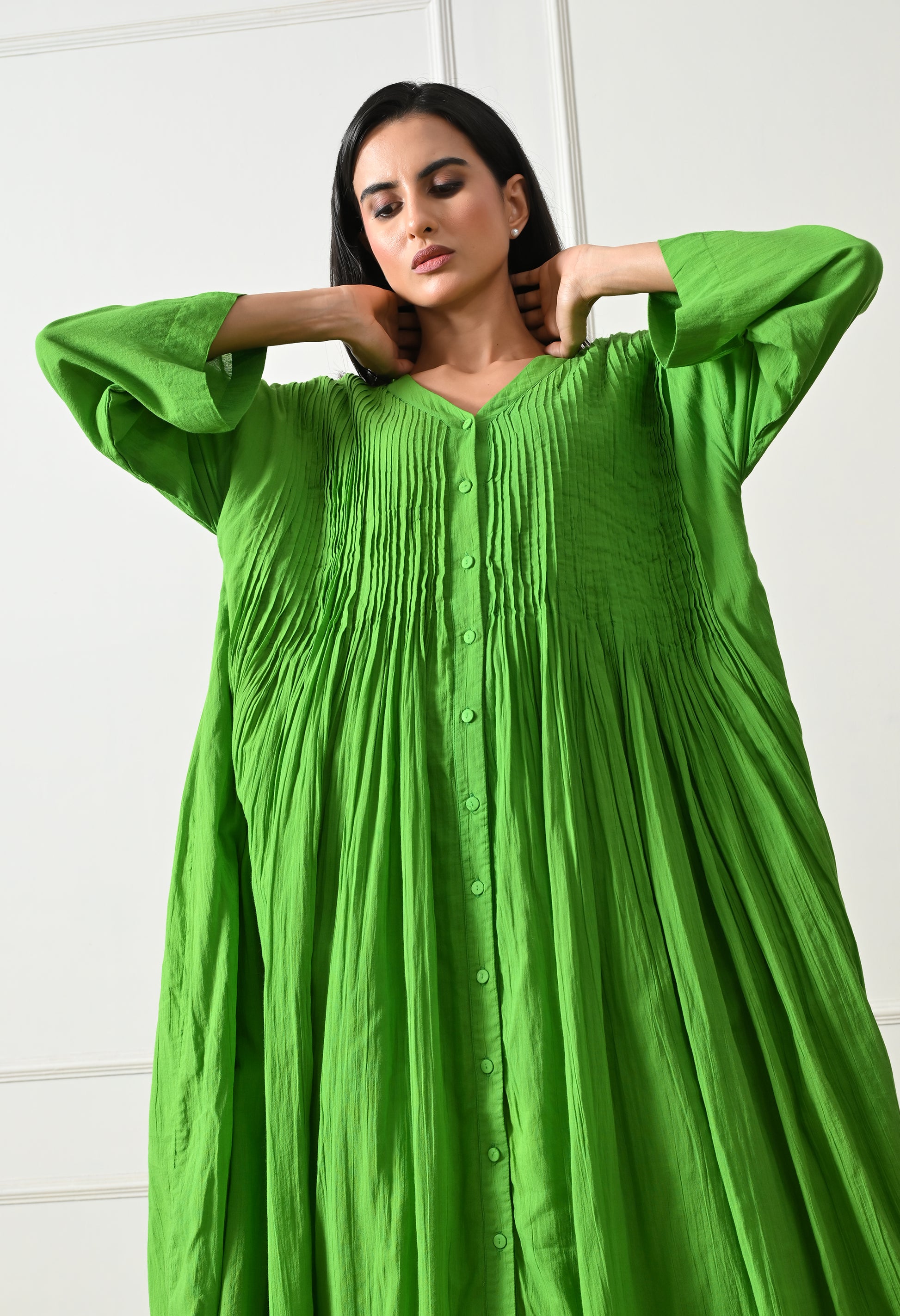 Green Pintuck  Dress - samant chauhan design 
