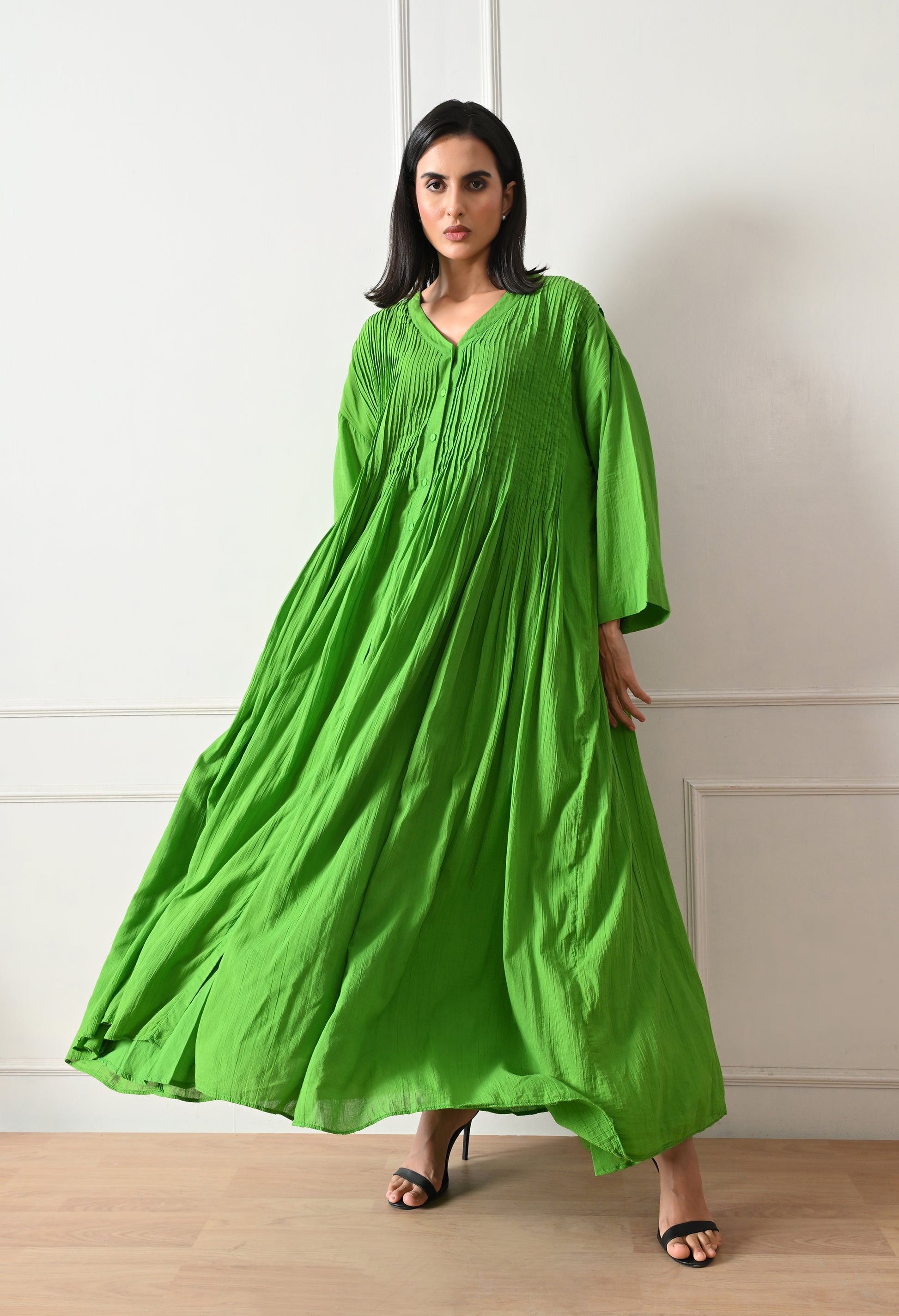 Green Pintuck  Dress - samant chauhan design 
