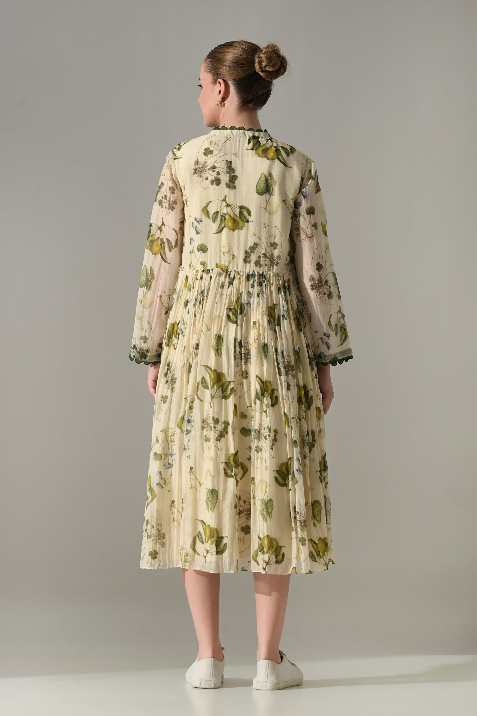 Cream Botanical Motif front open jacket with slip - samant chauhan design 