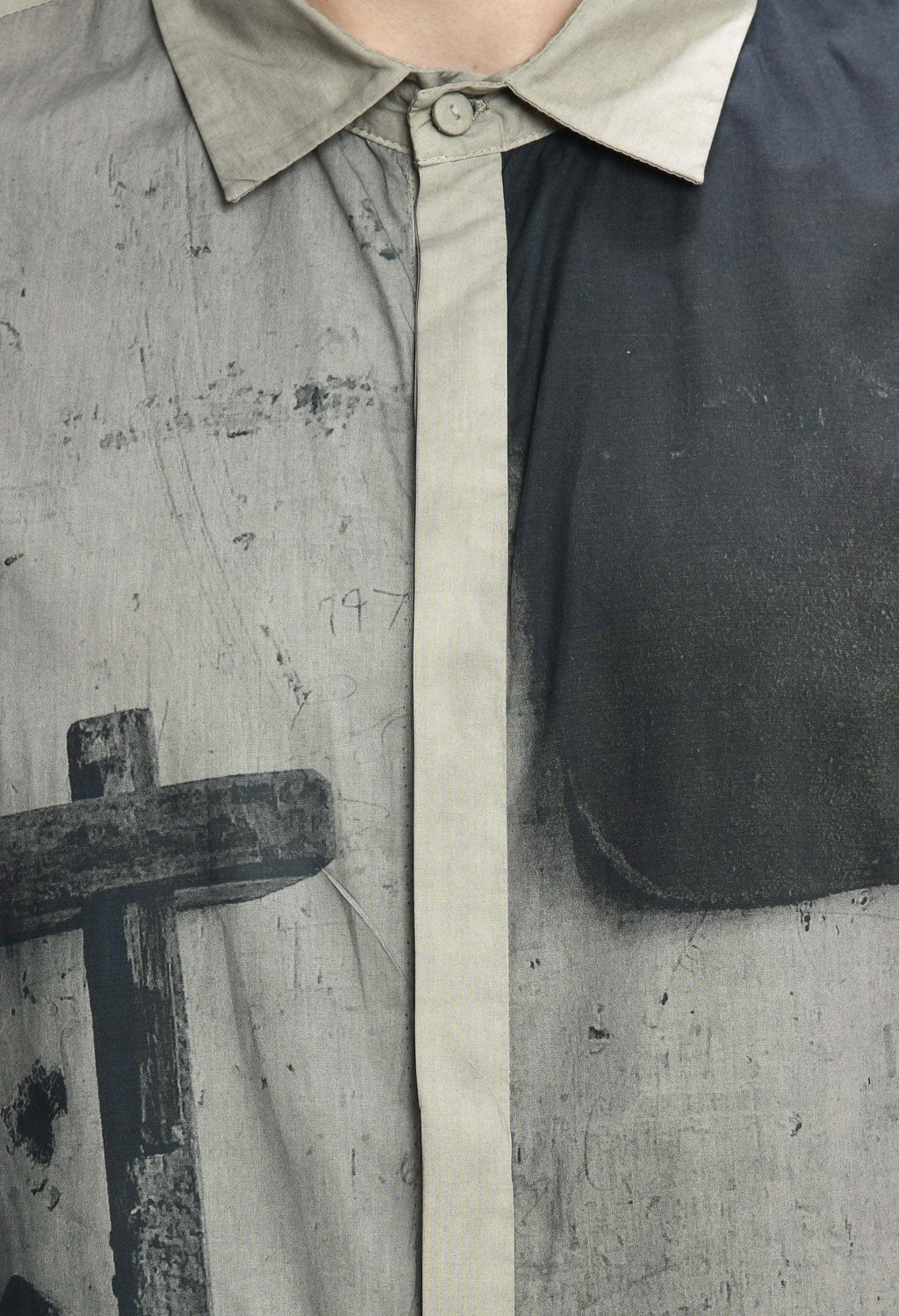 Space Grey Statement shirt with Bombay to Tokyo journey print in soft cotton.
